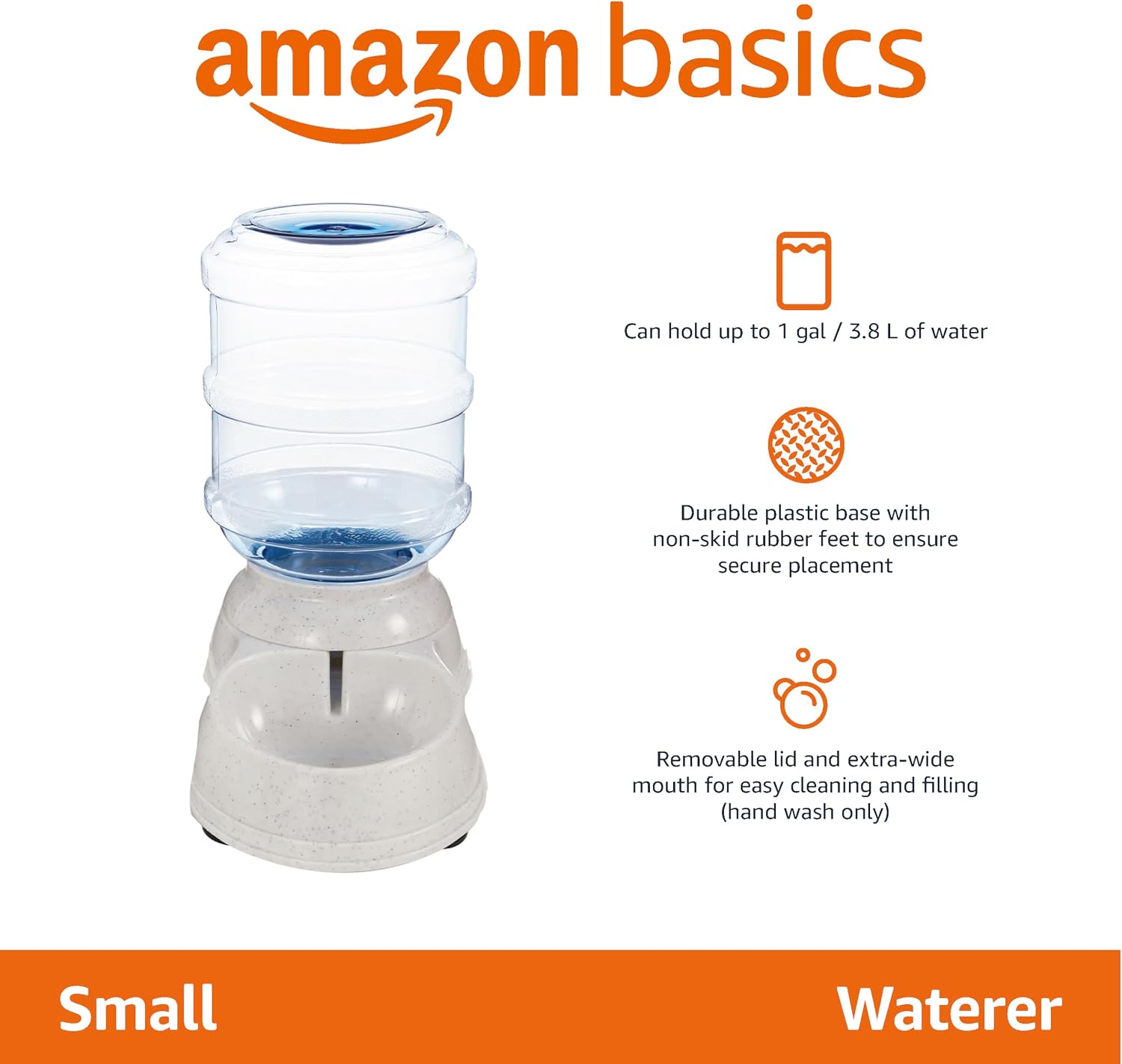 Detalle de Amazon Basics Dog and Cat Water Feeder (Small, 1 Gallon) – Transparent