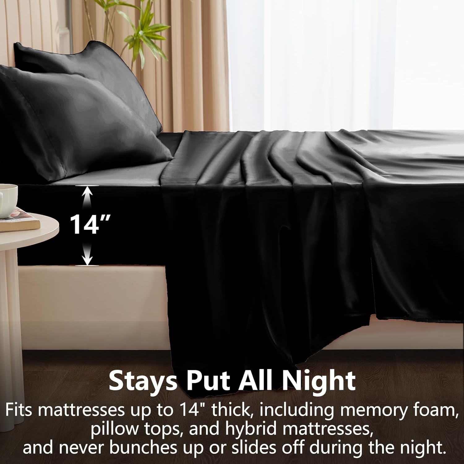 Thumbnail 3 de CozyLux Satin Sheets Queen Set 4pc