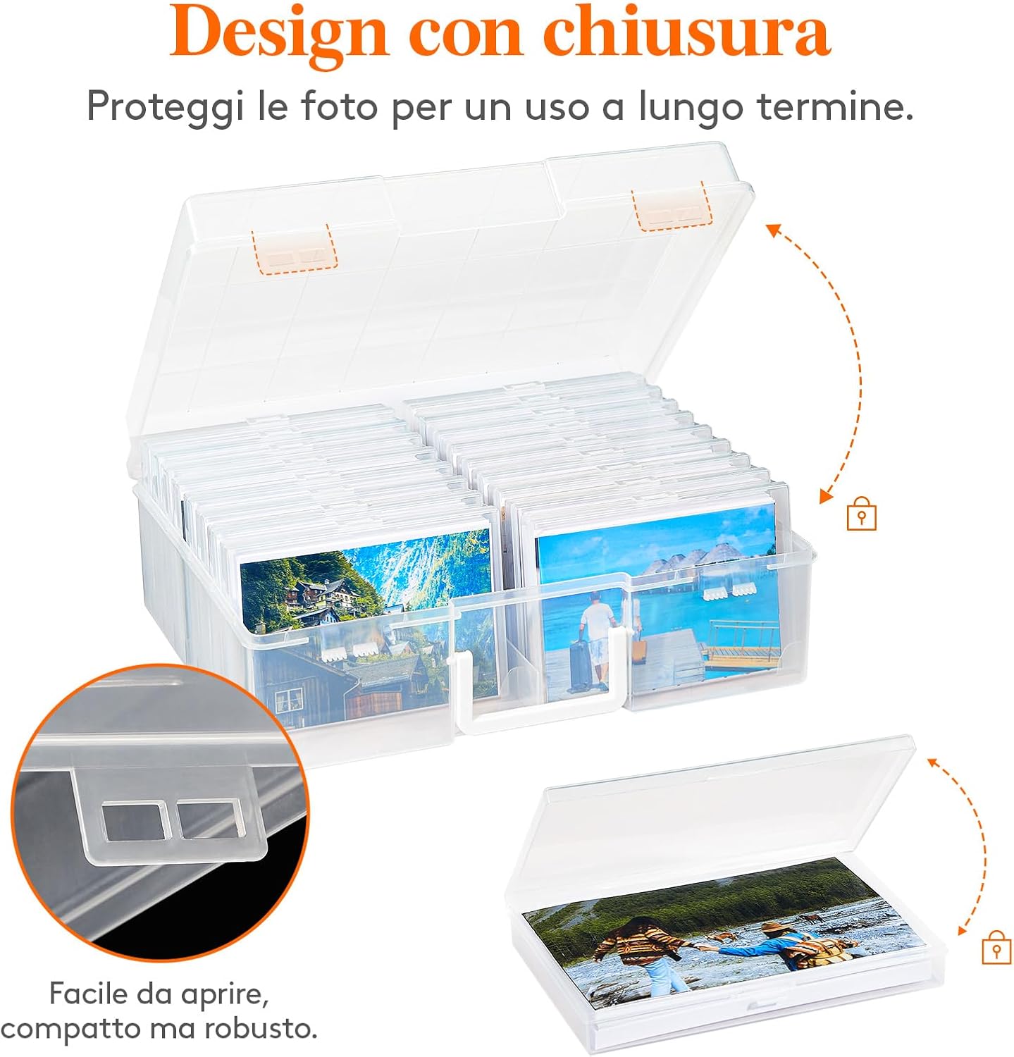 Thumbnail 4 de Lifewit scatola portafoto 10 x 15 cm con organizer interno (4R, 18 scomparti) in plastica trasparente