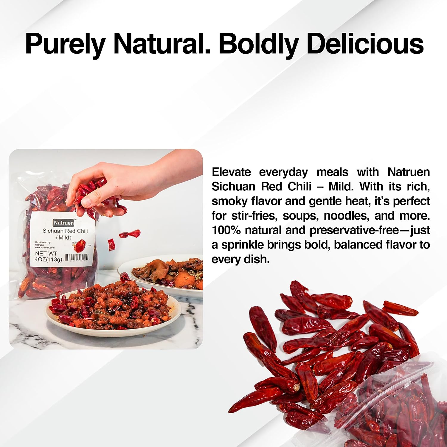 Detalle de Natruen Whole Sichuan Red Chili Pods, 4 oz, Mild Facing Heaven Chilies
