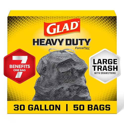 Detalle de Glad Large 30 Gallon ForceFlex Unscented Heavy Duty Trash Bags with Drawstring (50 Count)