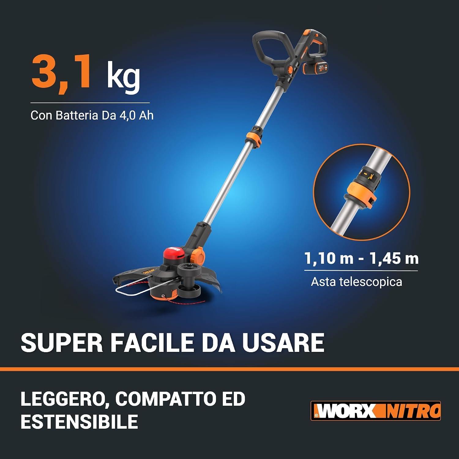 Thumbnail 2 de WORX Nitro WG173E.9 tagliaerba a batteria 20 V brushless, circuito di taglio da 33 cm (solo utensile)