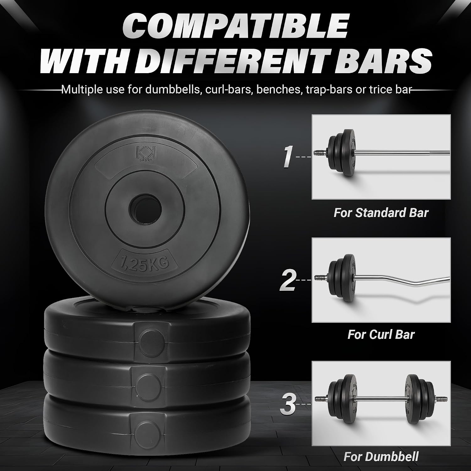 Detalle de Vinyl weight plate set 1 inch, 5kg
