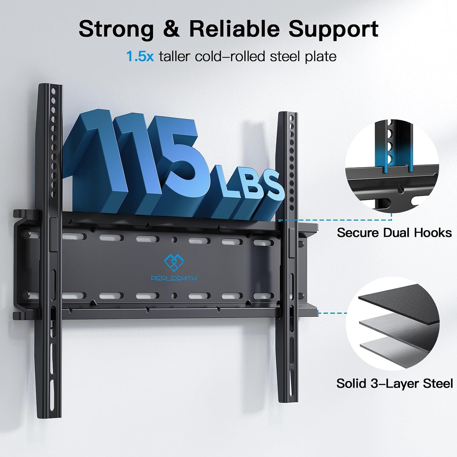 Thumbnail 3 de PERLESMITH Fixed TV Wall Mount 115 lb