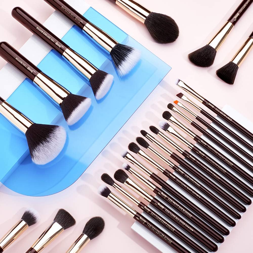Detalle de Jessup Pinceaux de Maquillage Professionnel – kit visage et yeux, poils synthétiques T280