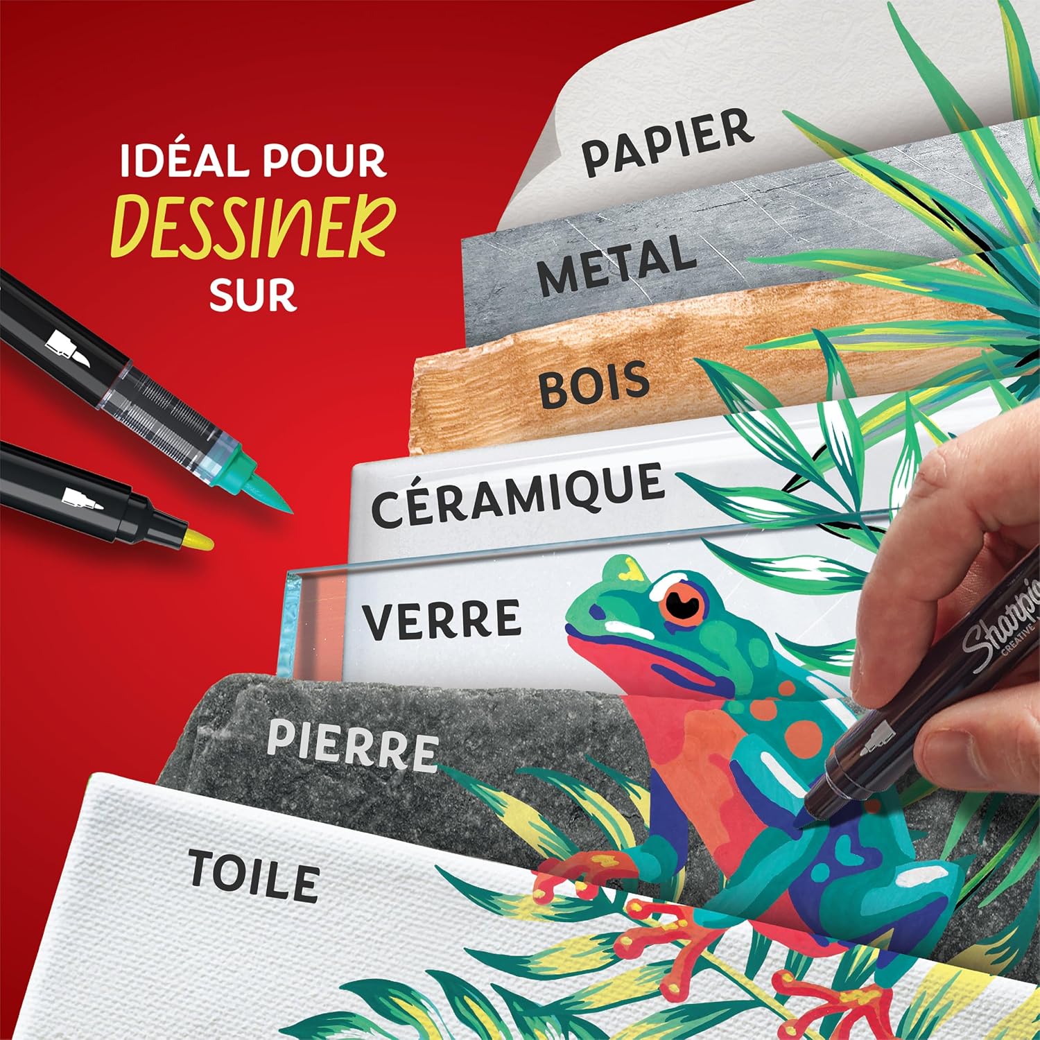 Detalle de Sharpie marqueurs créatifs feutres acrylique à base d’eau noir (pointe ogive) – lot de 6