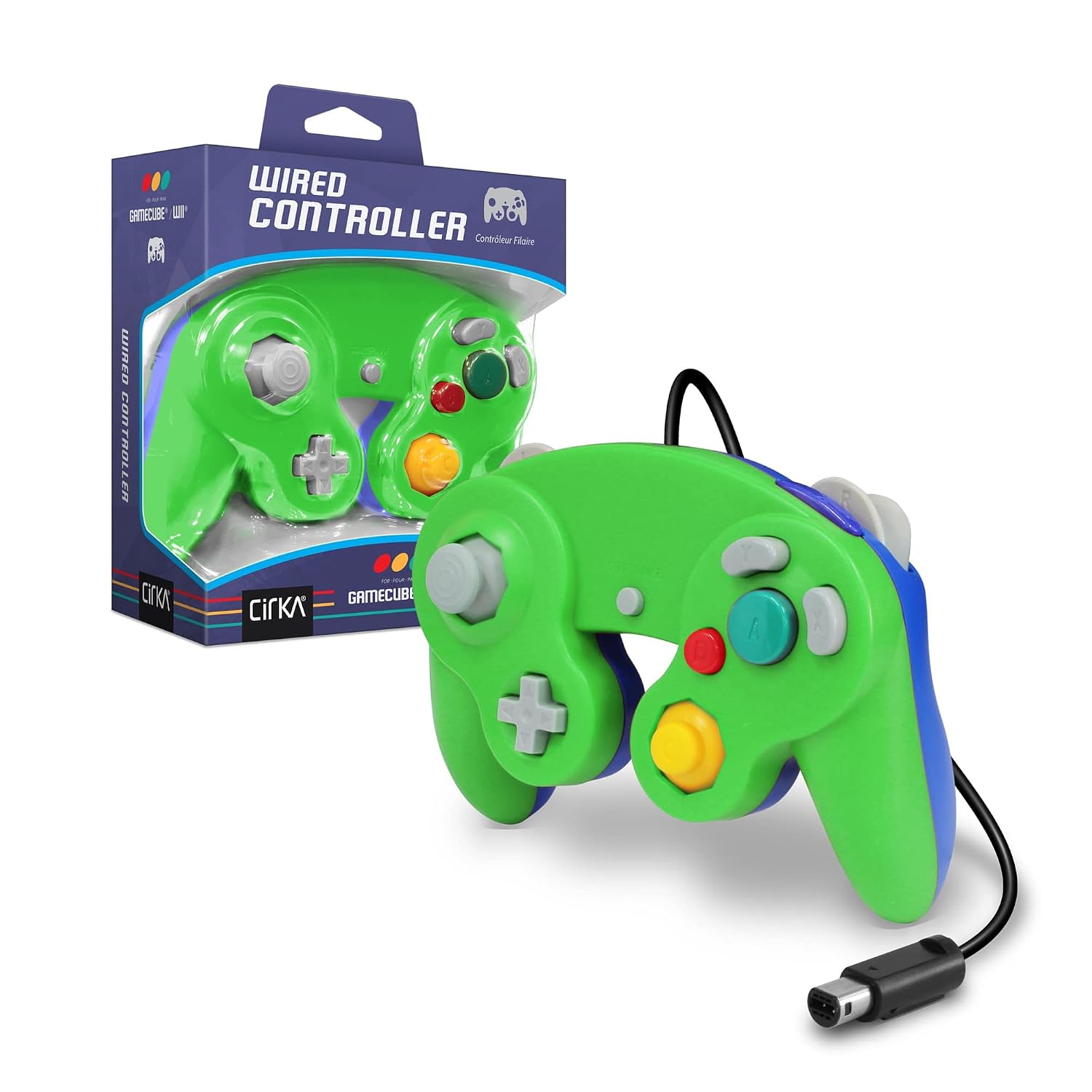 Detalle de Cirka Wired Controller for Wii/GameCube (Green/Blue) – GameCube Compatible Dual Analog Controller