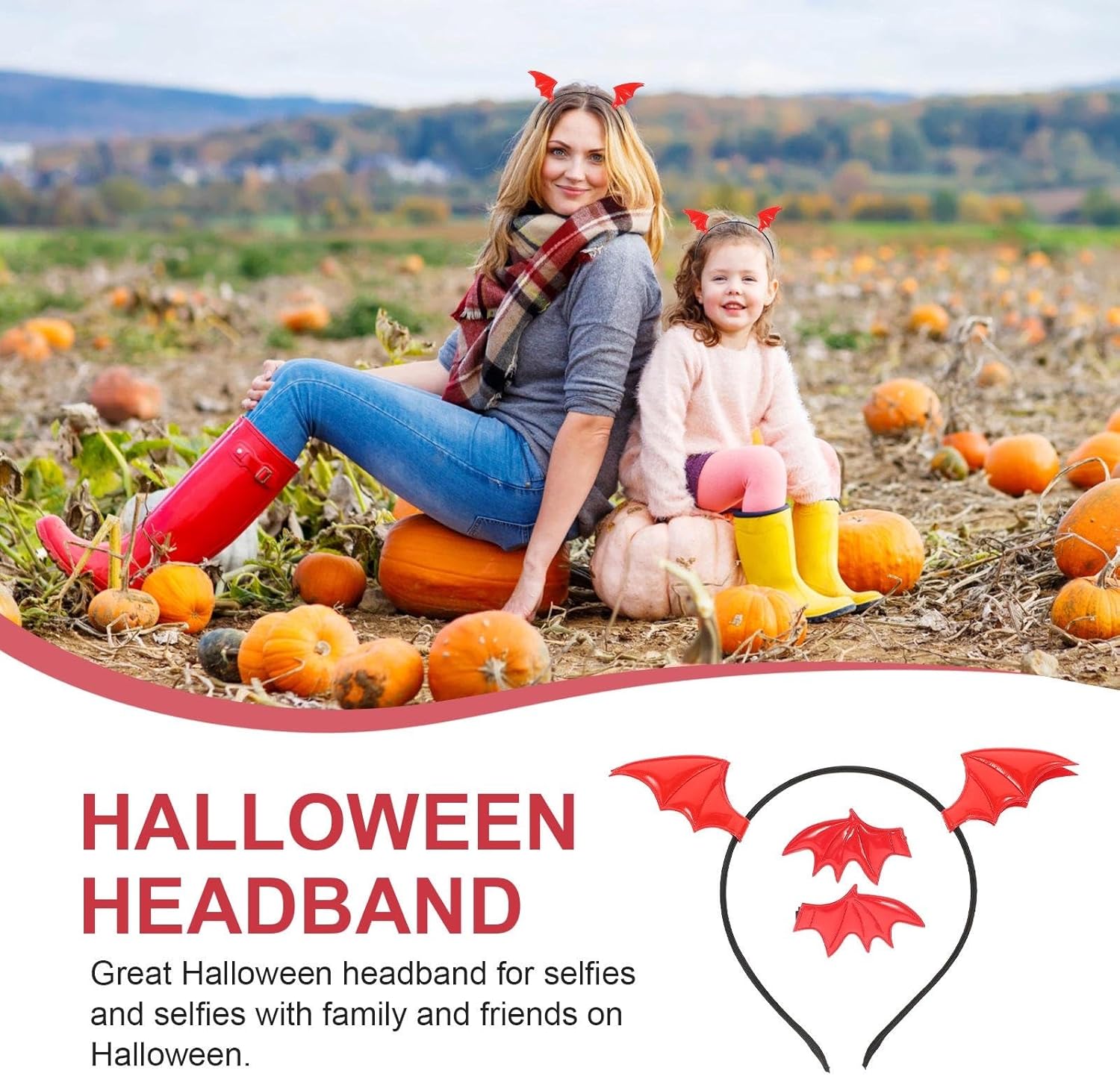 Detalle de Ling & Bai Halloween Bat Headbands and Bat Ear Hair Clips for Women