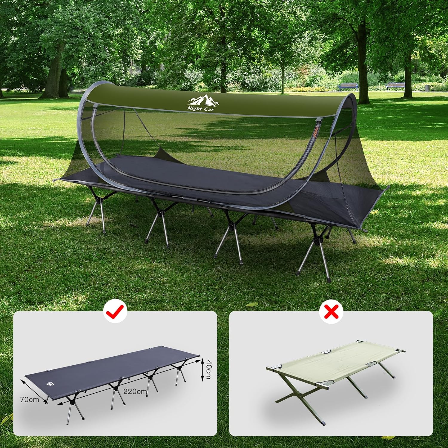 Thumbnail 3 de Night Cat Moskitonetz-Zelt für 1 Person (Pop-up) – Insekten-Schutz für Camping, Park & Wanderung