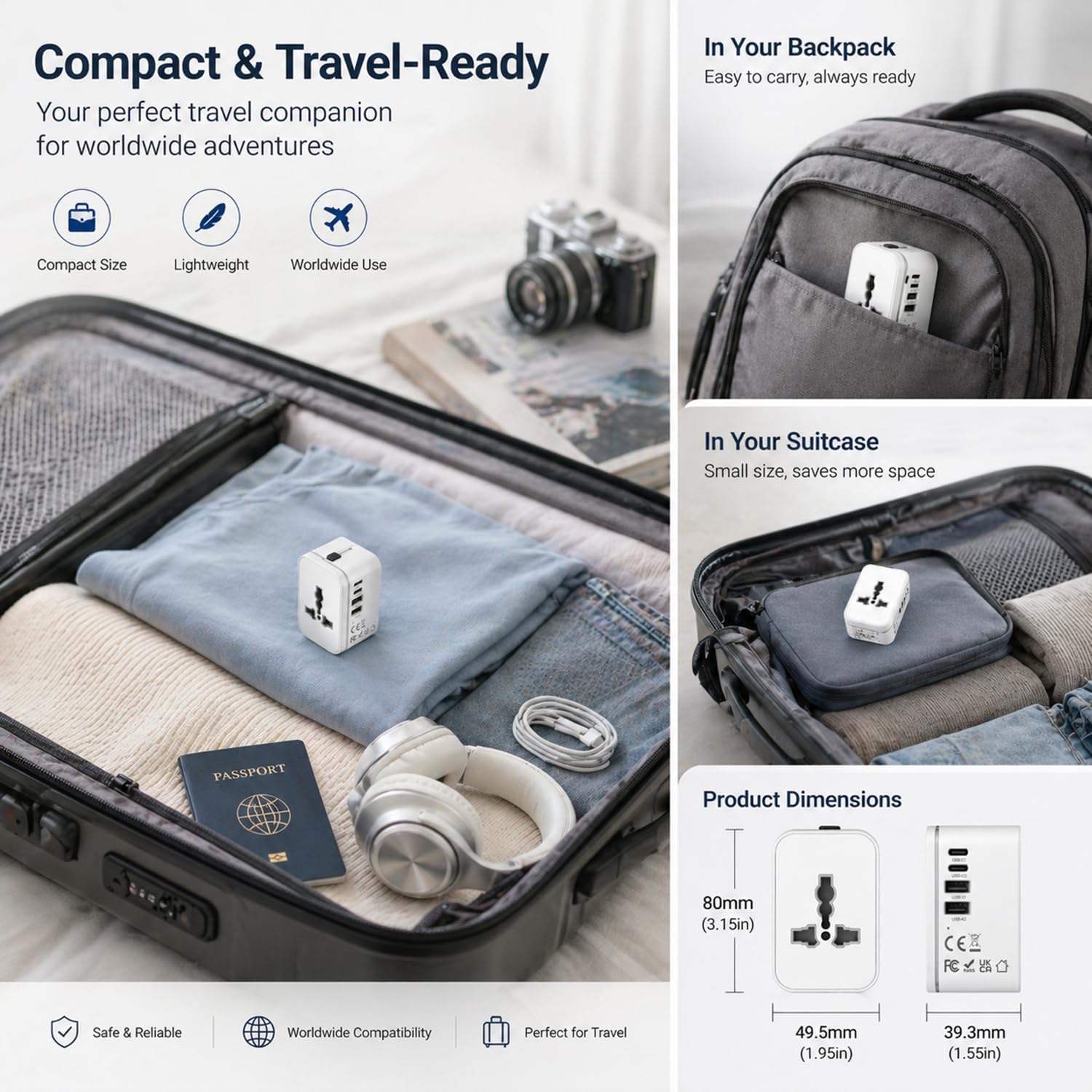 Thumbnail 6 de Universal Travel Adapter with 2 USB-C, 2 USB-A and 1 Universal Outlet
