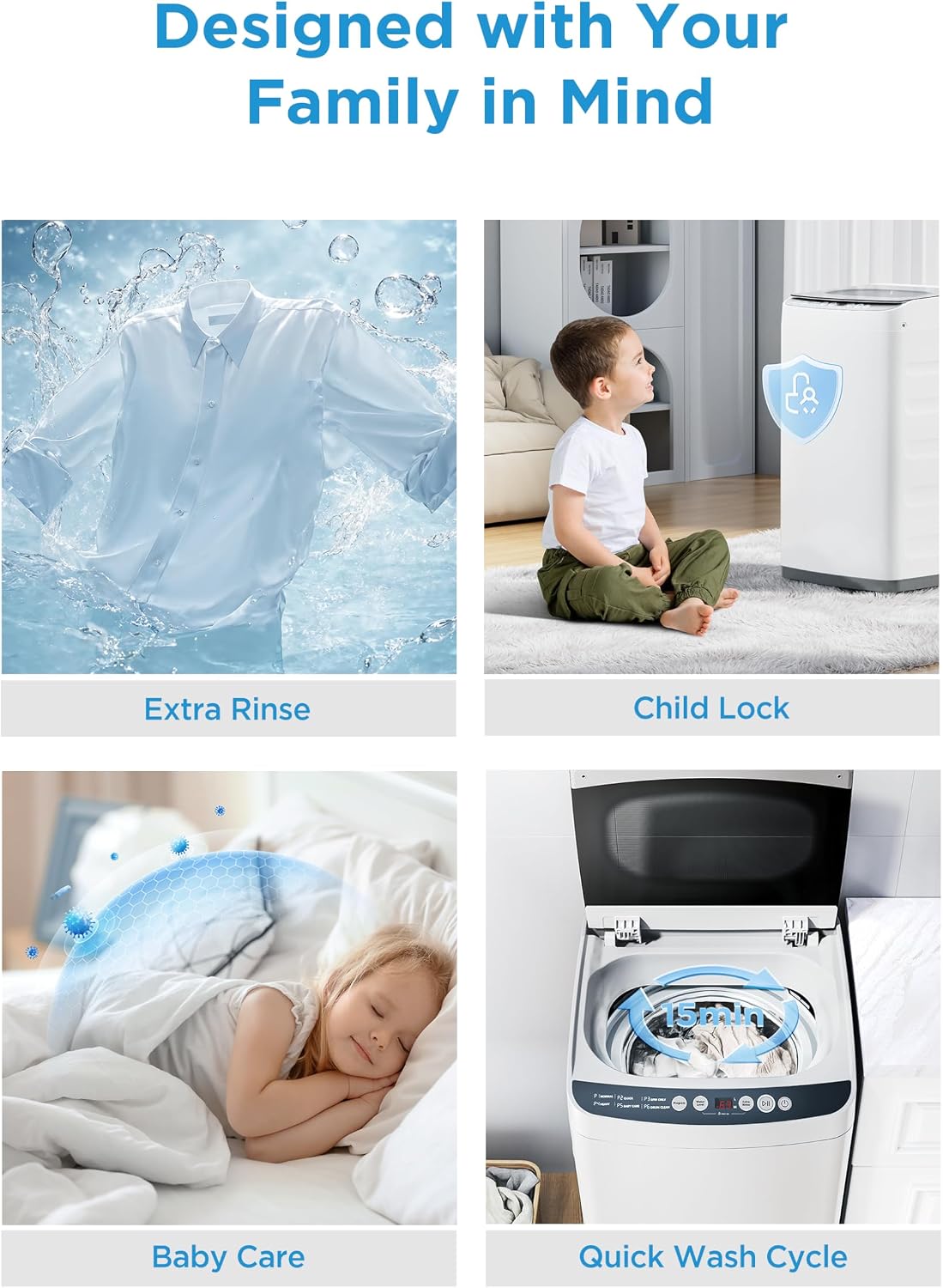 Detalle de Midea MLTW09M1BWW Portable Washing Machine, 0.9 cu. ft., Stainless Steel Tub