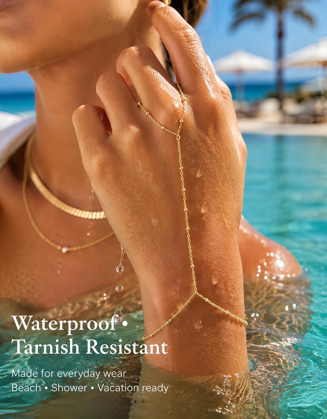 Thumbnail 4 de Gold Hand Chain Bracelets, 14K Gold-Plated
