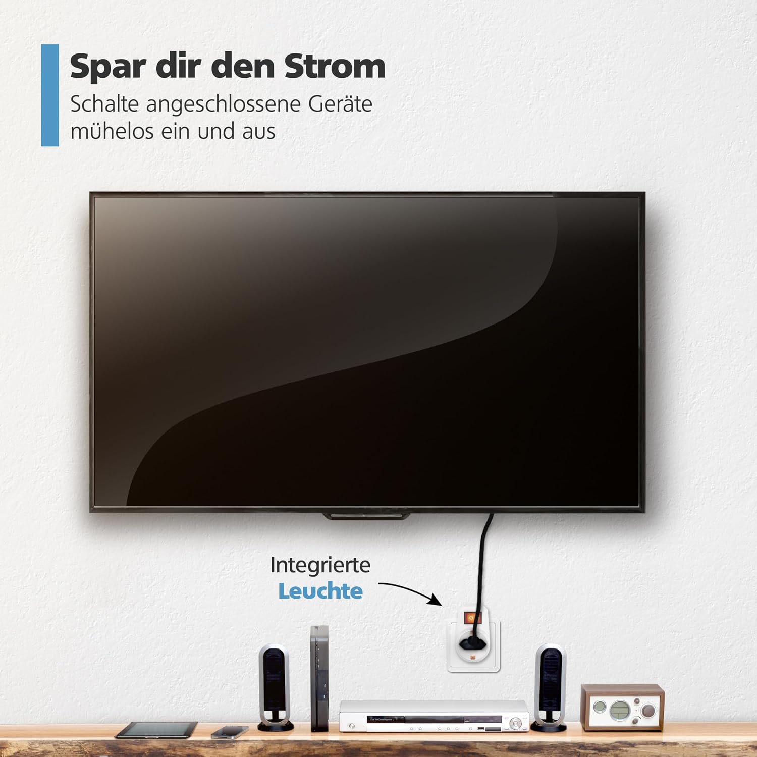 Thumbnail 2 de benon 3er-Set Steckdosen-Adapter mit Schalter und Kindersicherung (Schuko, bis 3680 Watt)
