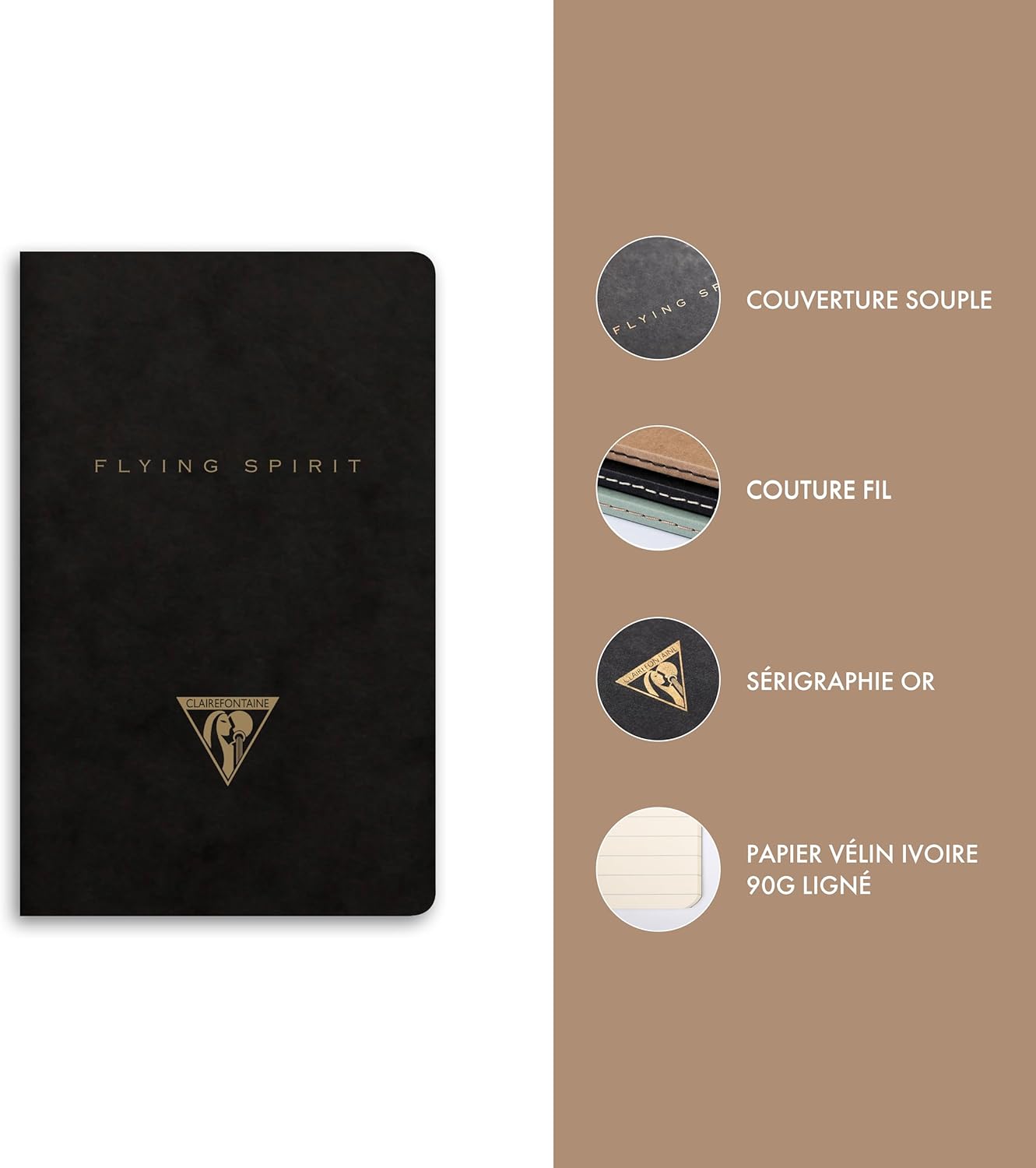 Thumbnail 5 de Clairefontaine 102586C – Paquet de 10 carnets piqués cousus Flying Spirit, 48 pages, ivoire, 7,5 × 12 cm