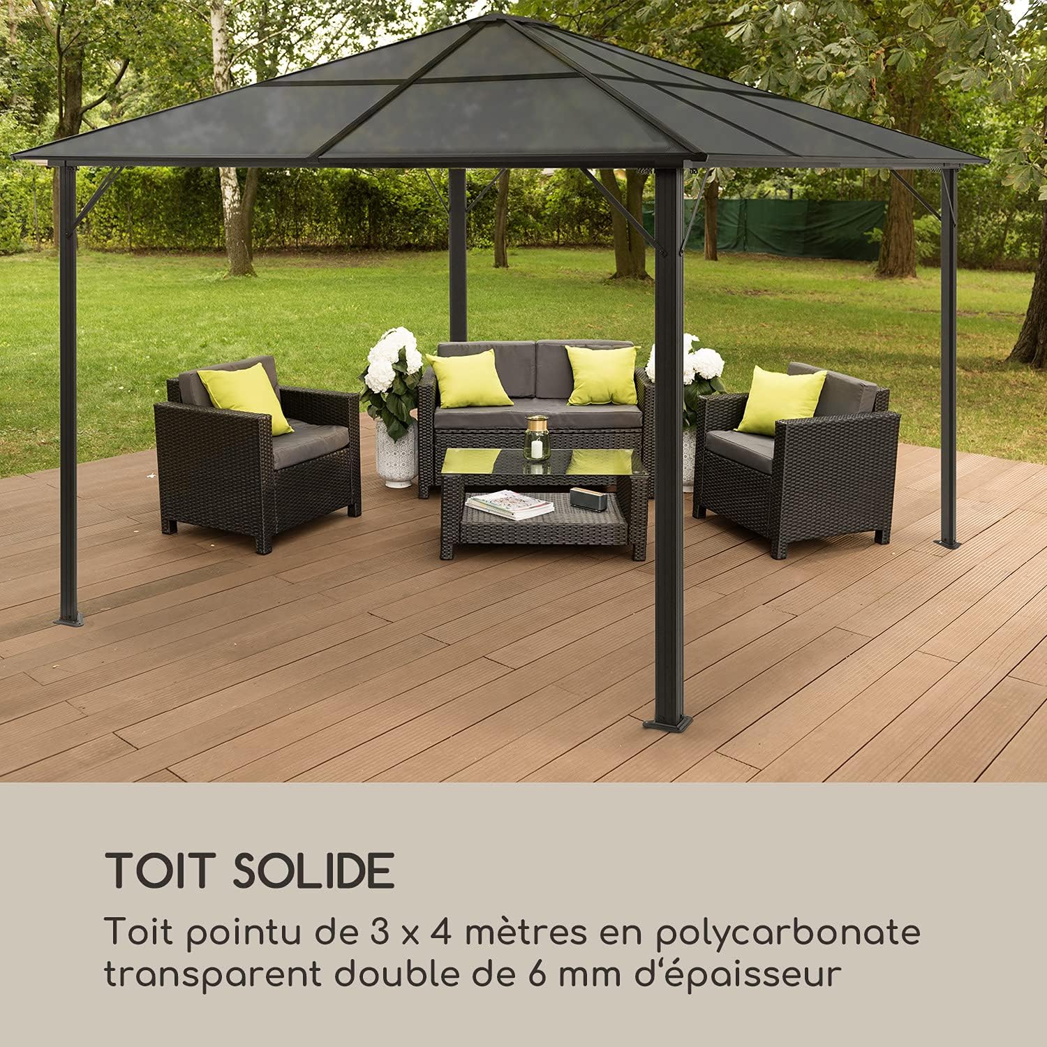 Thumbnail 6 de blumfeldt Pantheon pergola 3 x 4 m met polycarbonaat dak en dimbare ledverlichting