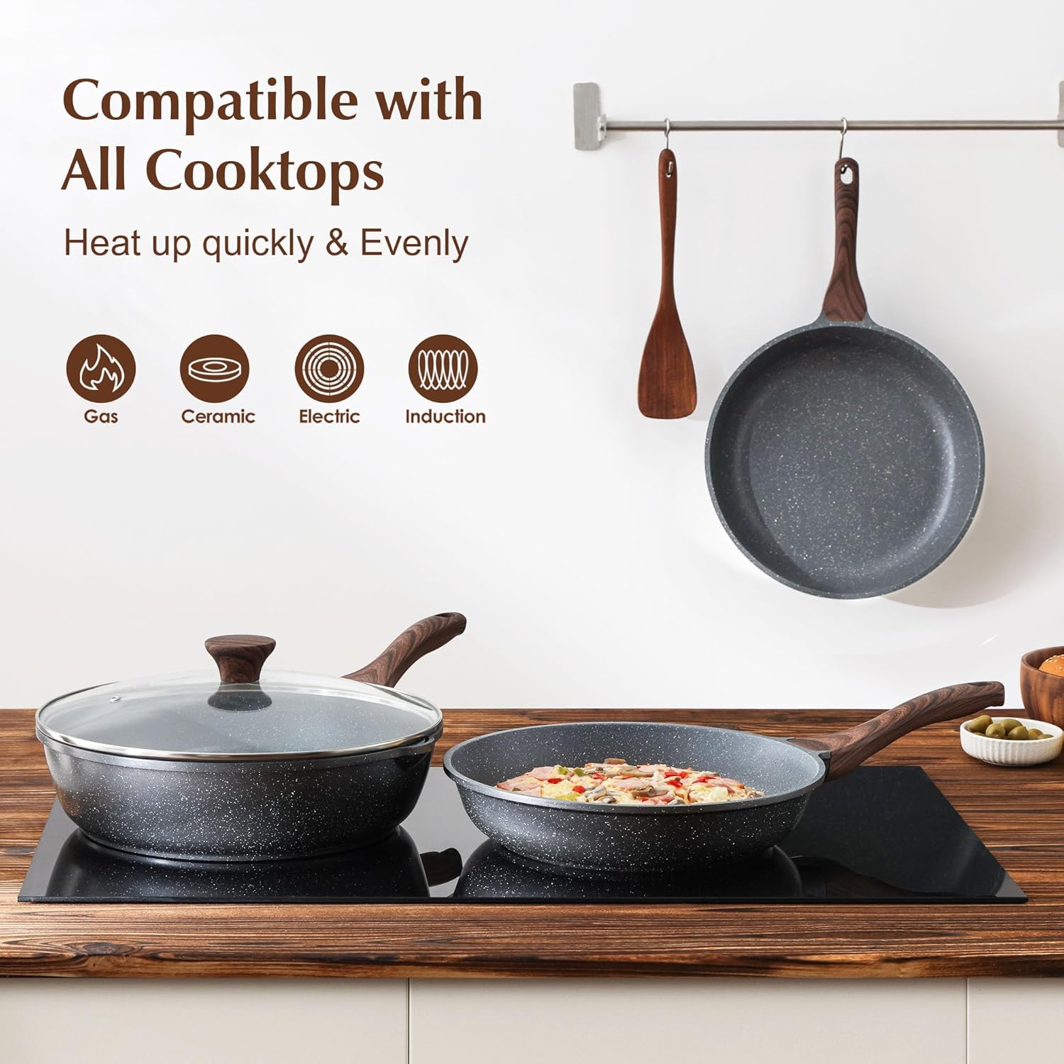 Thumbnail 4 de SENSARTE Antihaft-Bratpfanne 24 cm mit Schweizer Granit-Beschichtung (PFOA-frei), für Gasherd & Induktion