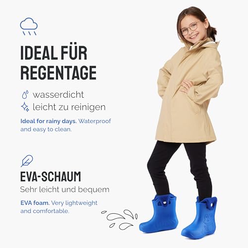 Detalle de Ladeheid EVA Kinder Gummistiefel LA-CA-04 Blau/Marineblau – Gefüttert, thermo, leicht