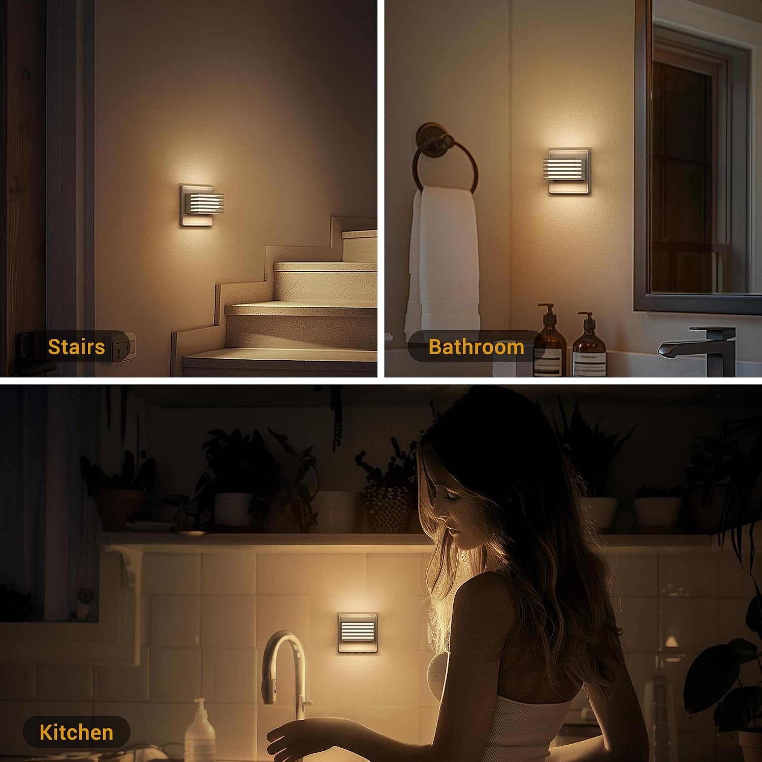 Detalle 2 de Emeritpro Nachtlicht Steckdose mit Dämmerungssensor – 2er-Set dimmbares LED-Licht für Kinderzimmer (3000K Warmweiß)