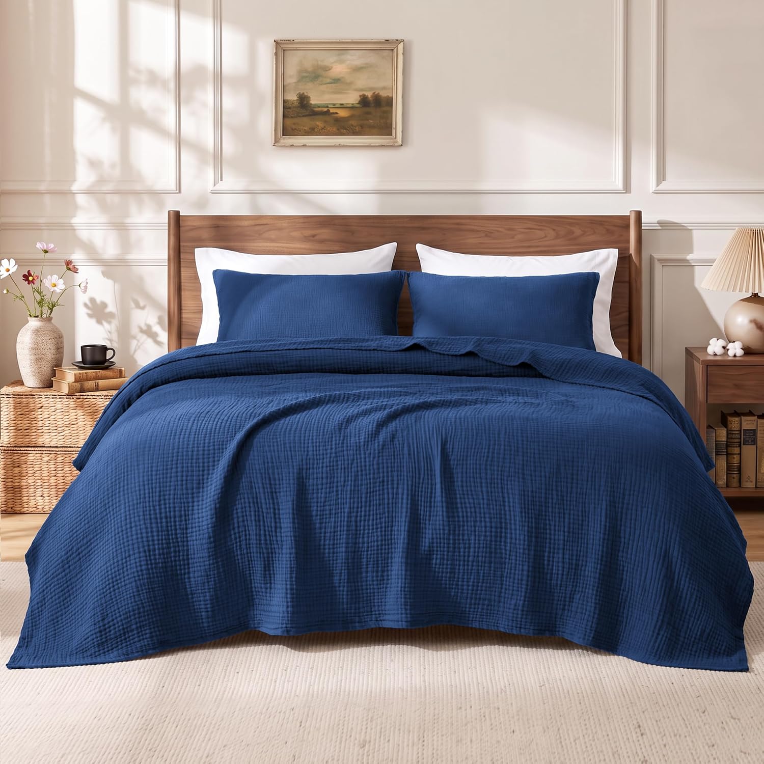 Detalle de Love's cabin Cotton Muslin Blanket, King Size
