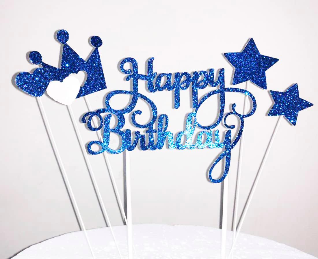 Detalle 2 de AILEXI Kuchendekoration – Handgefertigte Pailletten-Topper, 6-teilig (Happy Birthday, Herzen, Sterne, Krone) – Rosa