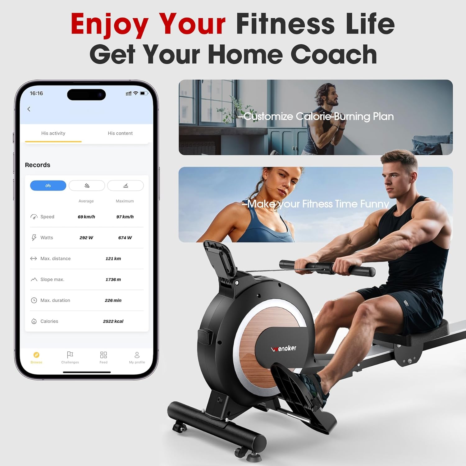 Thumbnail 6 de Wenoker magnetic rowing machine 32 levels