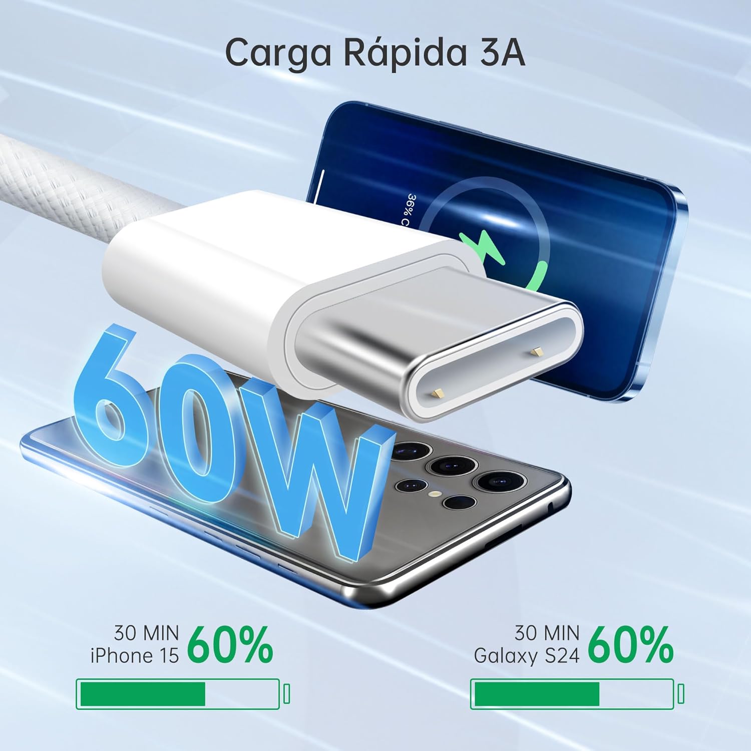 Thumbnail 1 de YISH Cable USB-C a USB-C 60W PD
