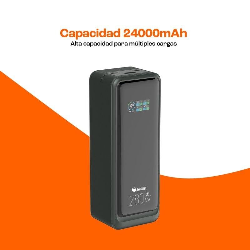 Detalle de PcCom Essential Powerbank 24.000mAh PD 280W con Pantalla Digital – Negro