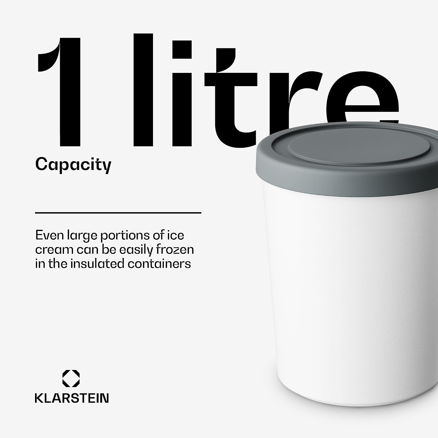 Detalle 2 de Klarstein SY-SIC-001 Ice Cream Containers, 2 x 1L Plastic Tubs with Lids