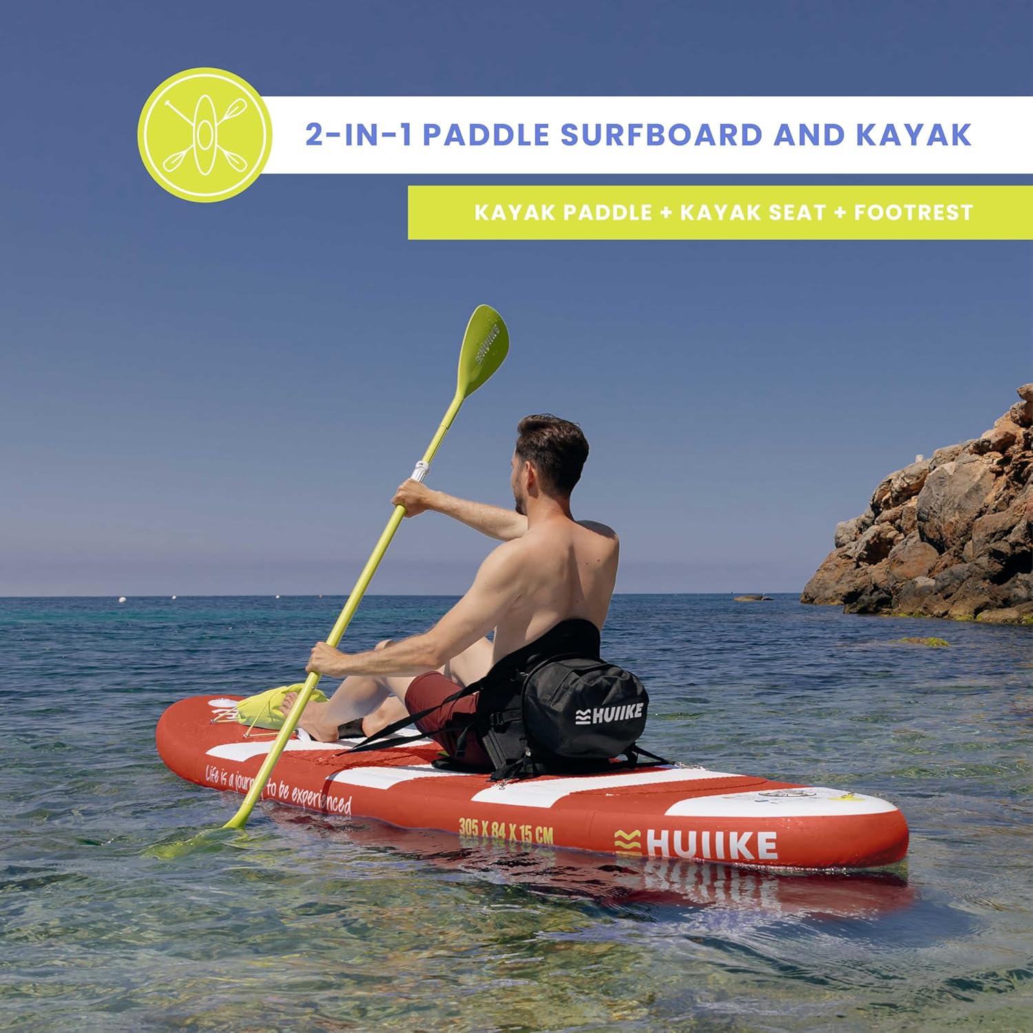 Thumbnail 3 de HUIIKE 10' Stand Up Paddle Board — Beach Full Pack with Pump, Oar, Fins and Kayak Adaptation