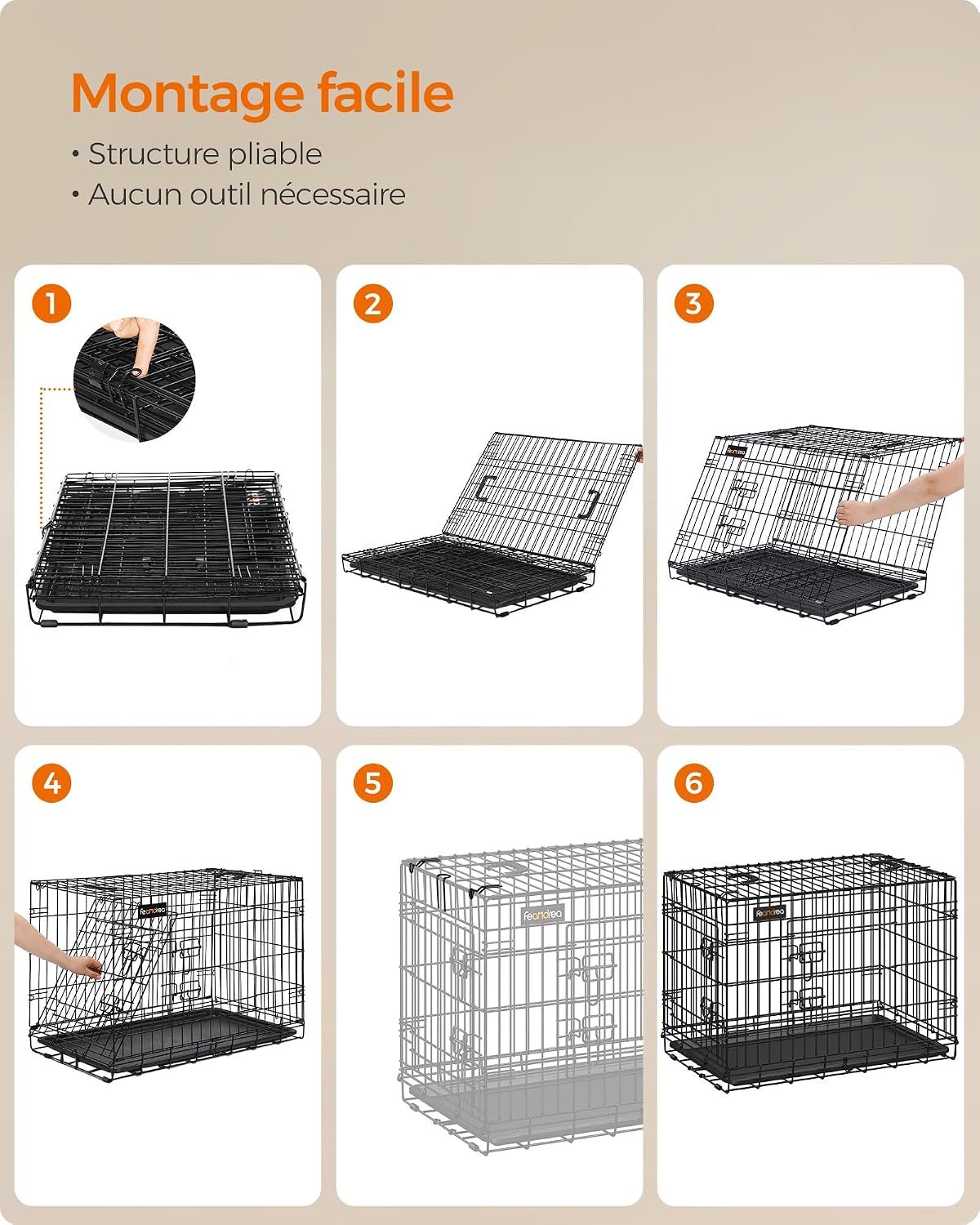 Thumbnail 4 de Feandrea PPD054B01 Cage pliable pour chien Taille XXXL 136 x 79 x 87 cm