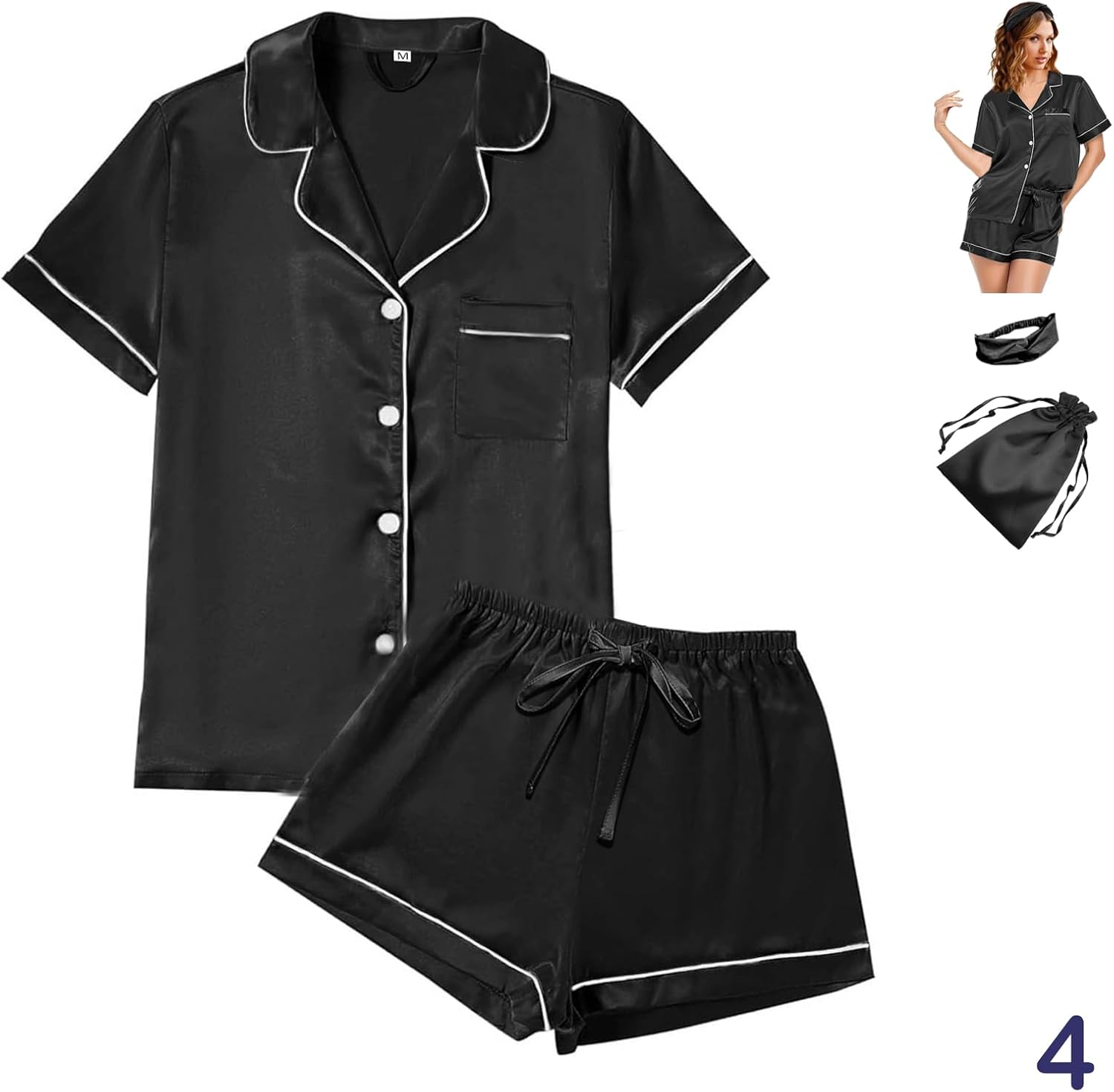 Thumbnail 3 de Satin Silky Pajama Set Floral XS-4XL