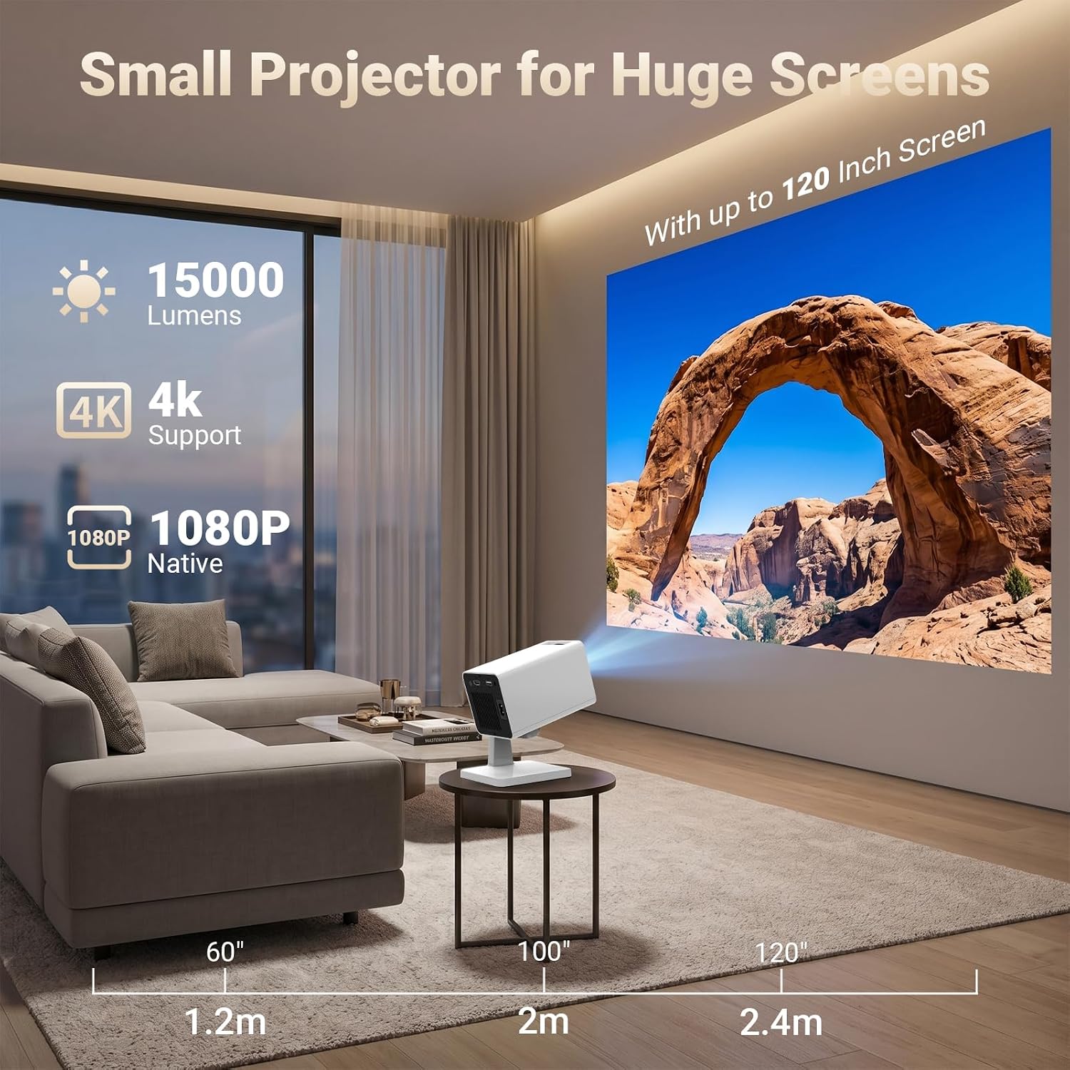 Detalle 2 de Mini Projector for Bedroom Ceiling: Smart Portable Android Projector