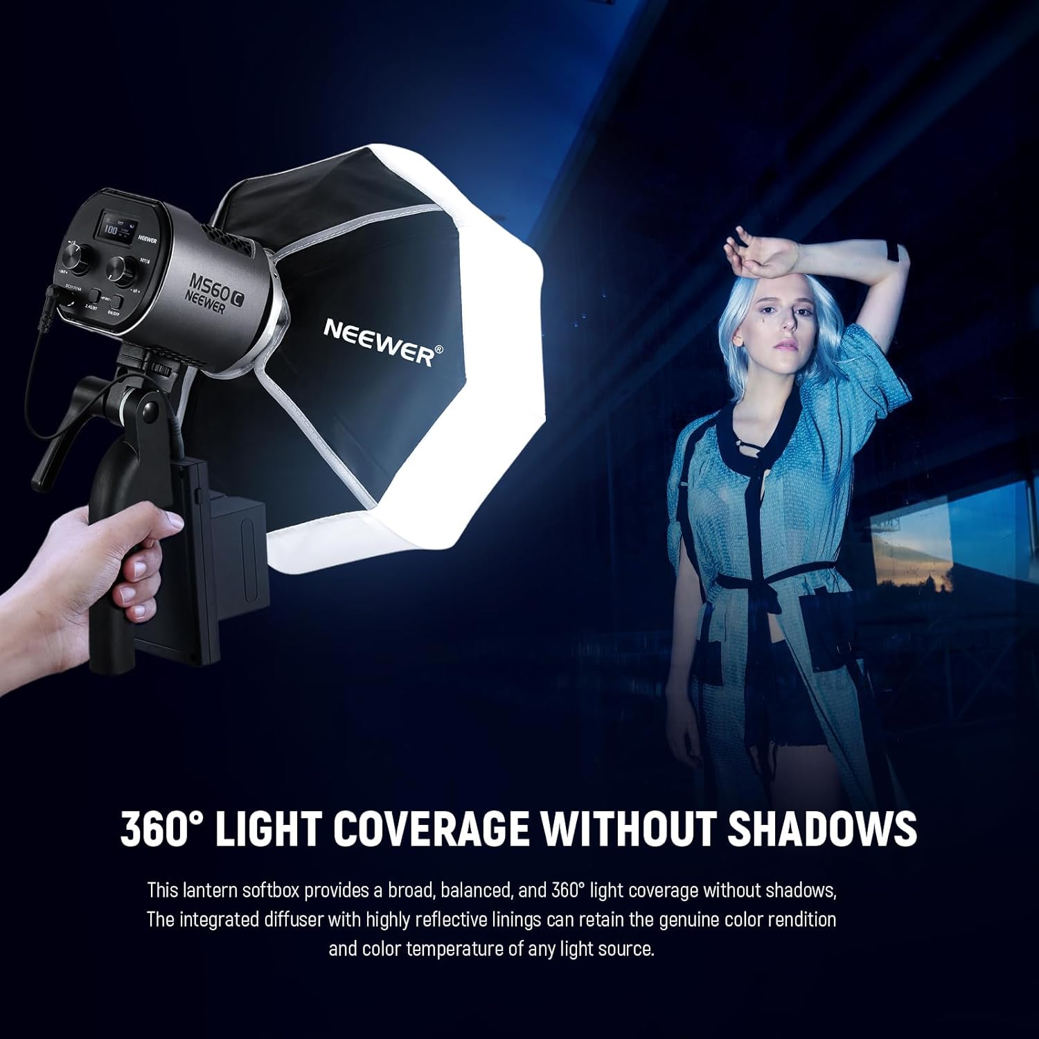 Thumbnail 2 de NEEWER 12"/30cm Lantern Softbox (NEEWER mount) – NS6L mini soft diffuser for MS60/150 LED lights
