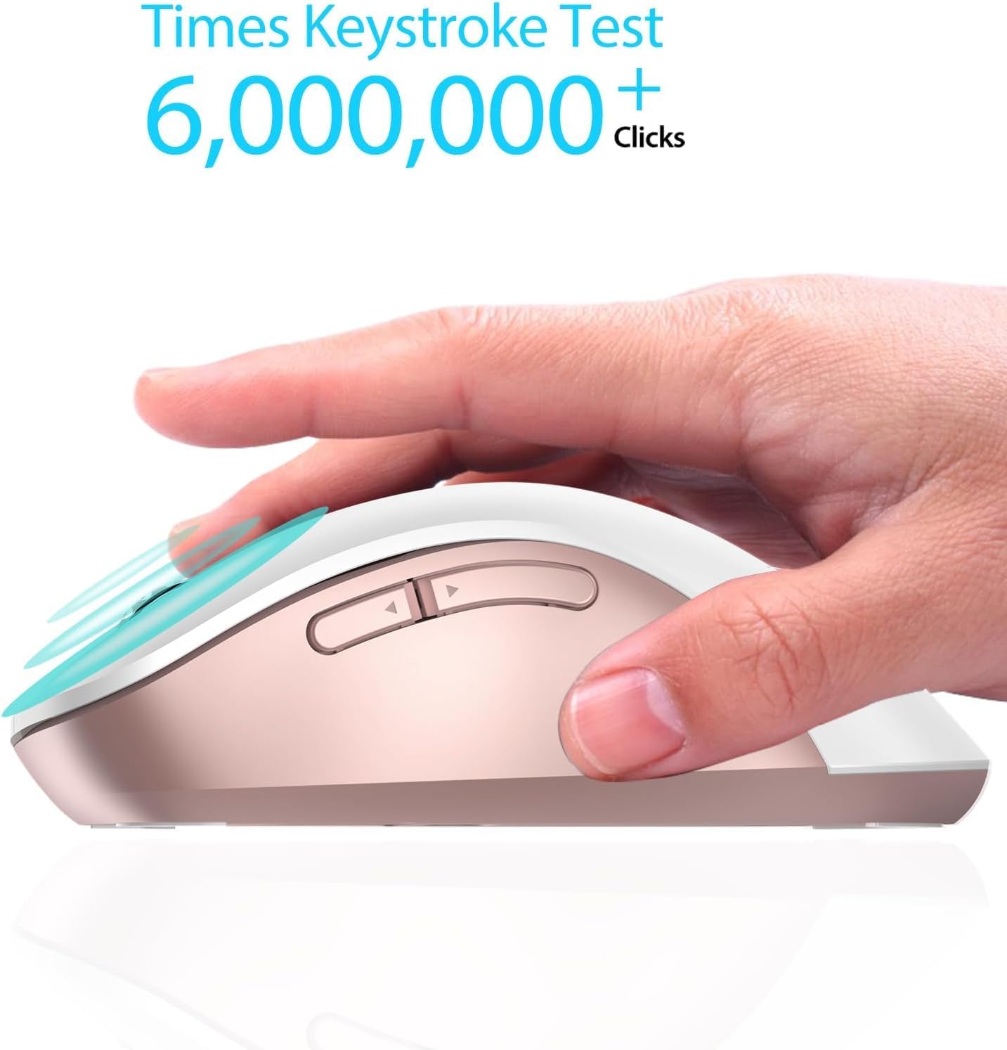 Detalle 2 de Memzuoix 2.4G Wireless Mouse (1400 DPI) – 5 Buttons, Portable Optical Cordless with USB Receiver (White Pink)