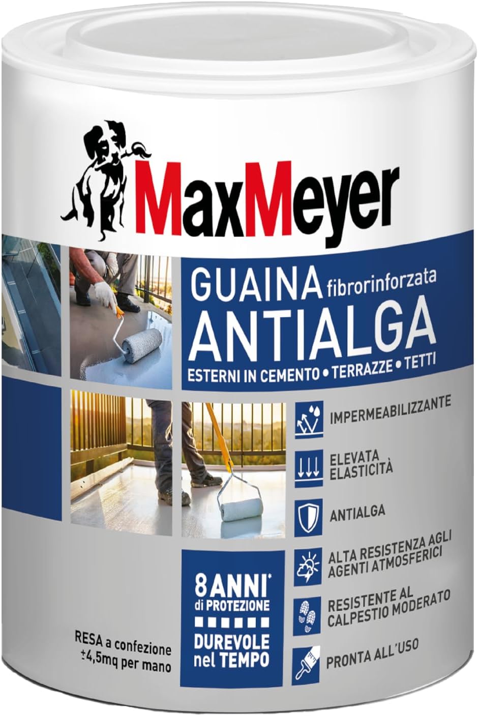 Thumbnail 6 de MAXMEYER Guaina Antialga Plus: Impermeabilizzante liquido fibrorinforzato per esterni, grigio, 4 L