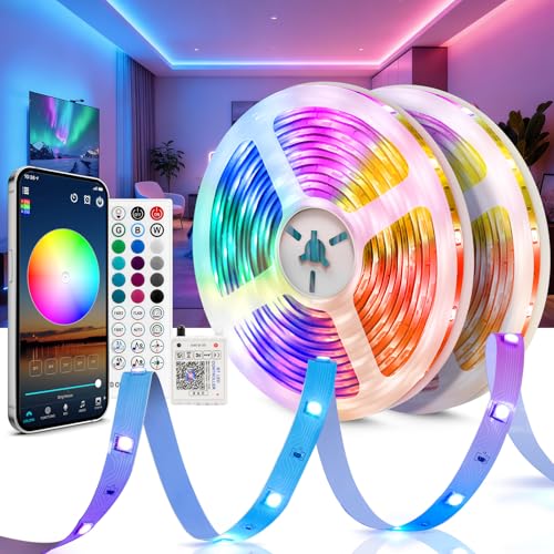 Detalle de Beaeet Luces LED Tira 24V RGB 30 m (2×15 m) con Mando y App Bluetooth