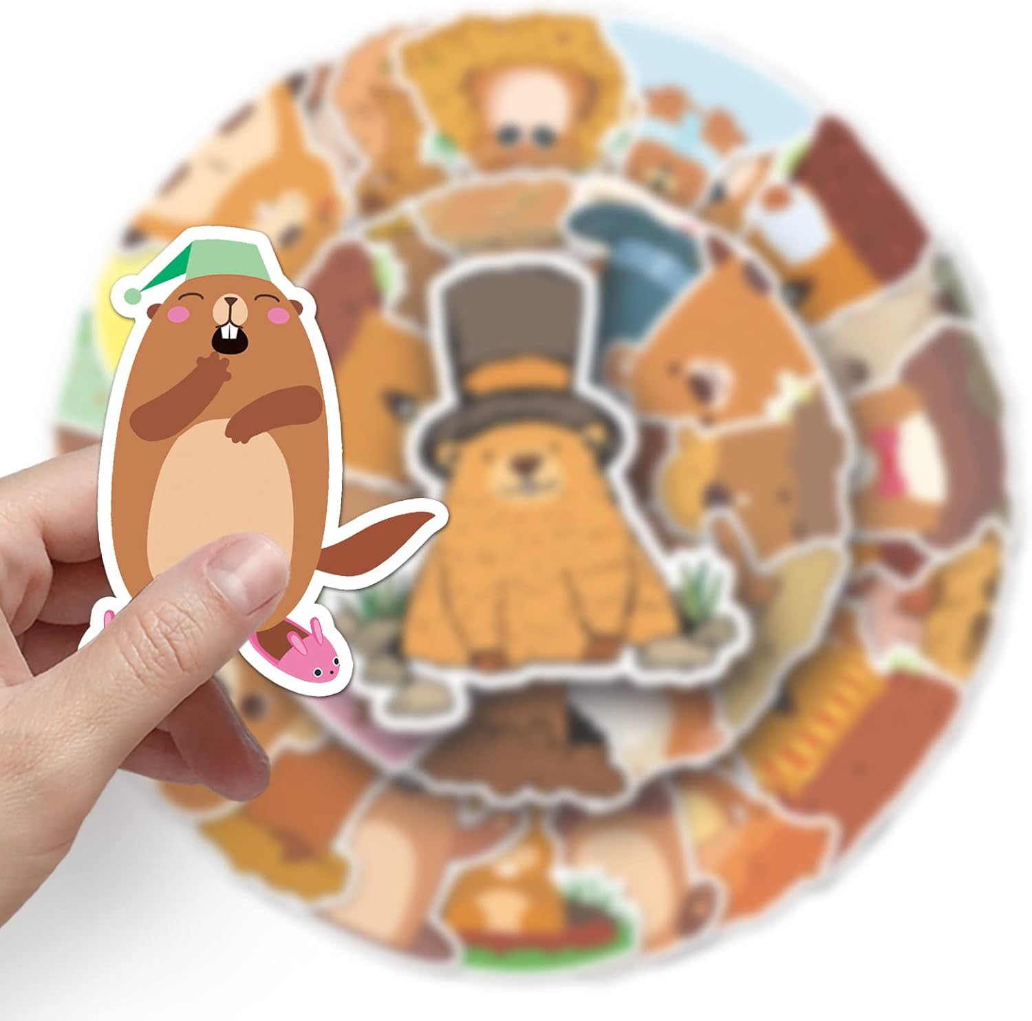 Detalle 2 de Affoto Murmeltier Aufkleber für Laptop – 50er-Set wasserdichte Vinyl-Sticker für Kinder & Fans