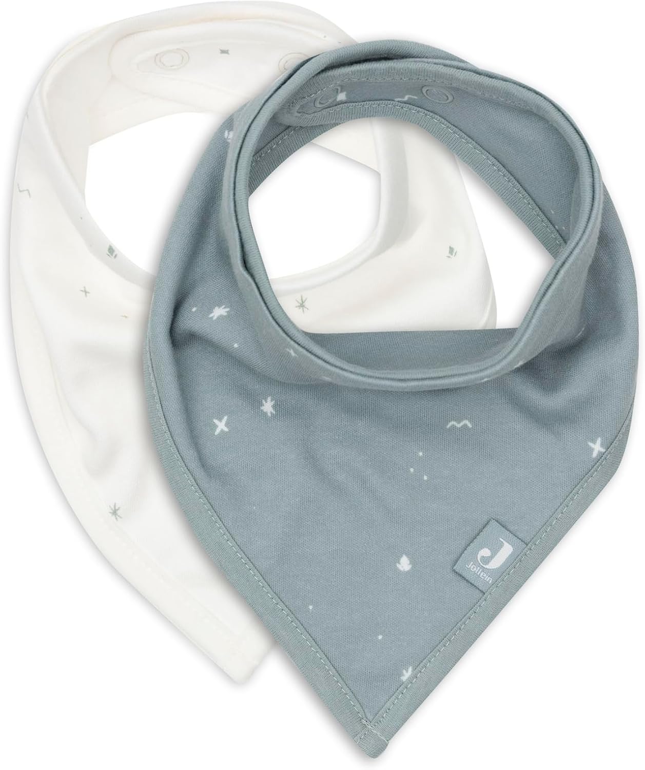 Detalle de Jollein Bandana Lätzchen Halstuch 2er Set – 100% Baumwolle, Druckknöpfe, 37 x 24,5 cm