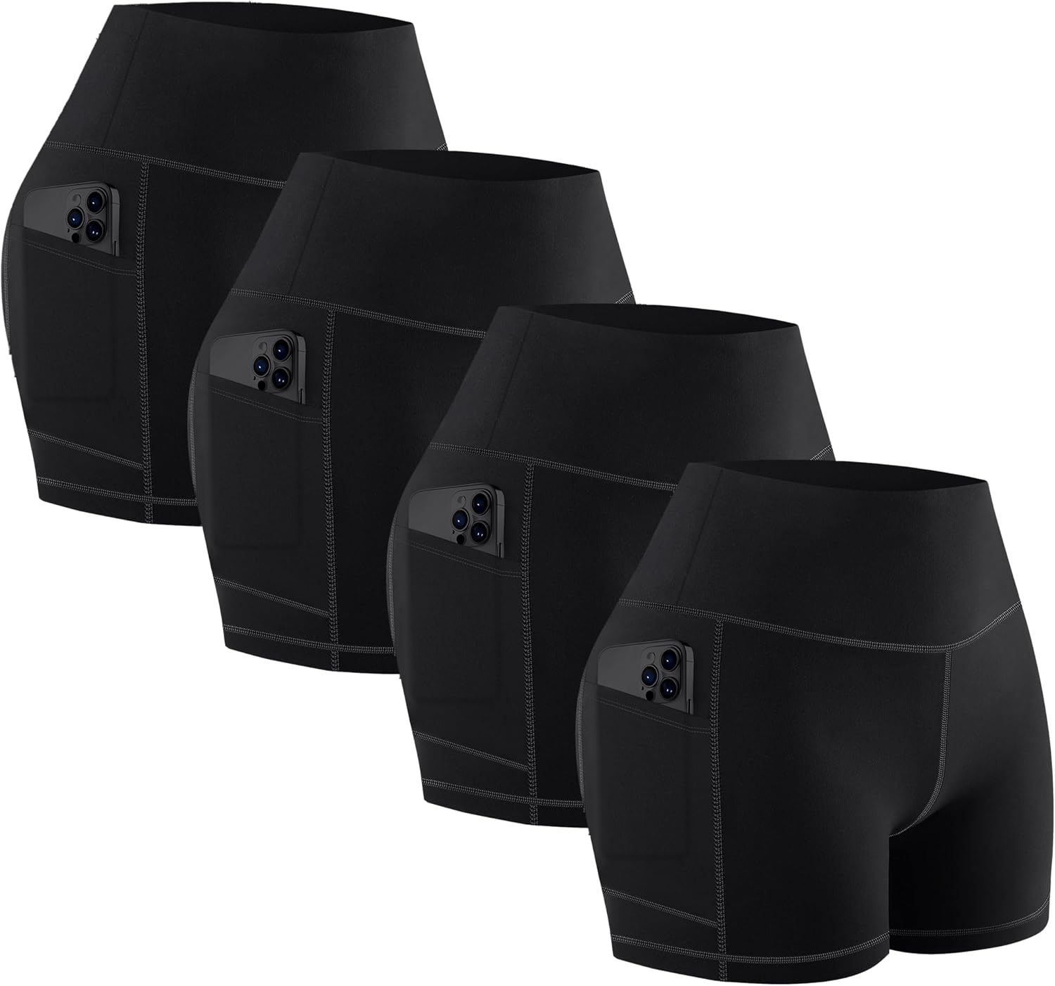 Thumbnail 6 de AENLLEY Women's High Waisted Cycling Shorts 4 Pack with Pockets