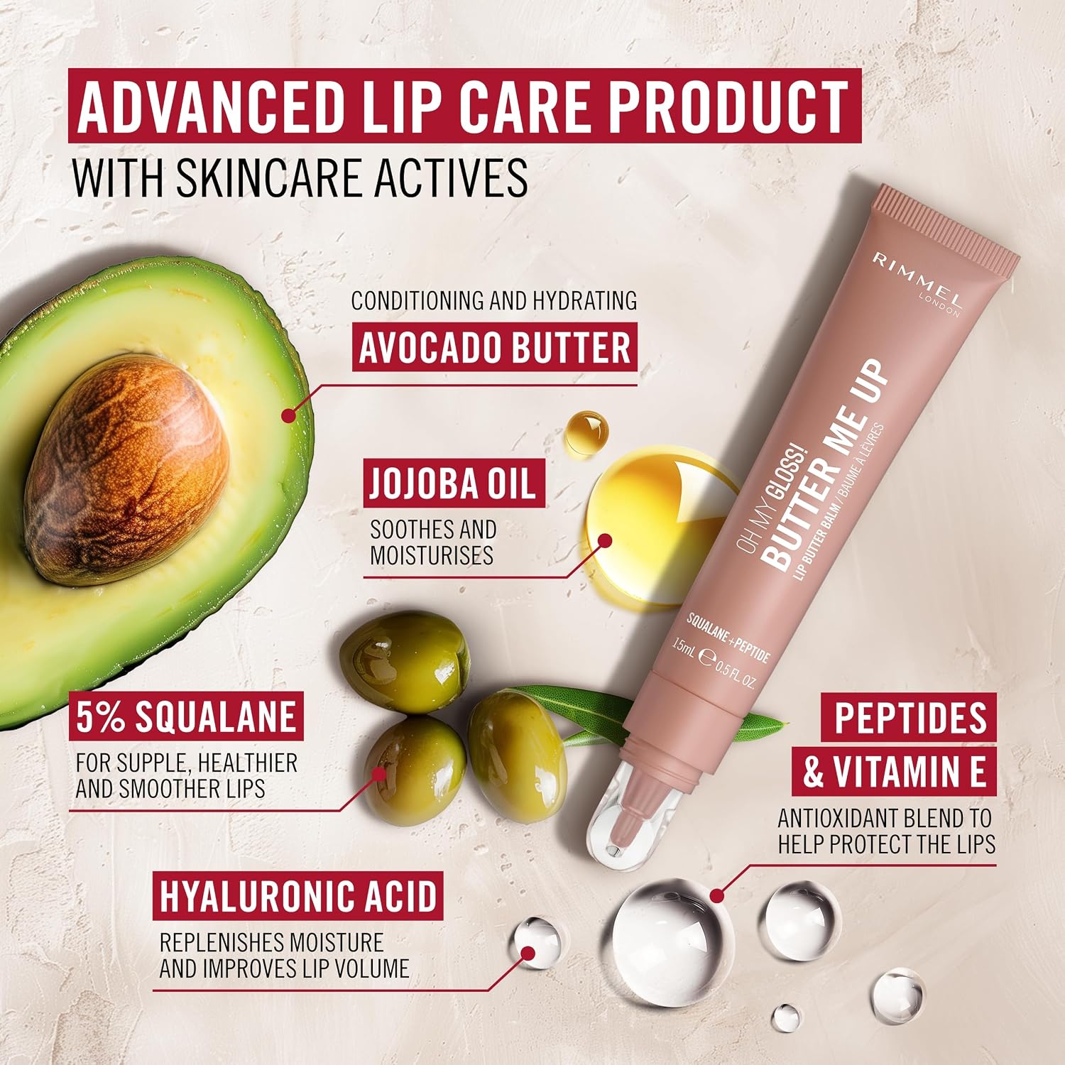 Detalle de Rimmel London Oh My Gloss Butter Me Up Lip Butter Balm, 001 Vanilla Frost, 15 mL