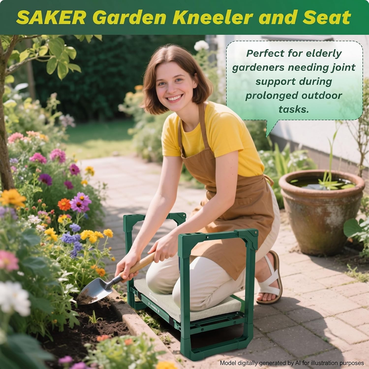 Thumbnail 6 de Saker Garden Kneeler and Seat Foldable Gardening Stool with Extendable Legs & Thickened Pad