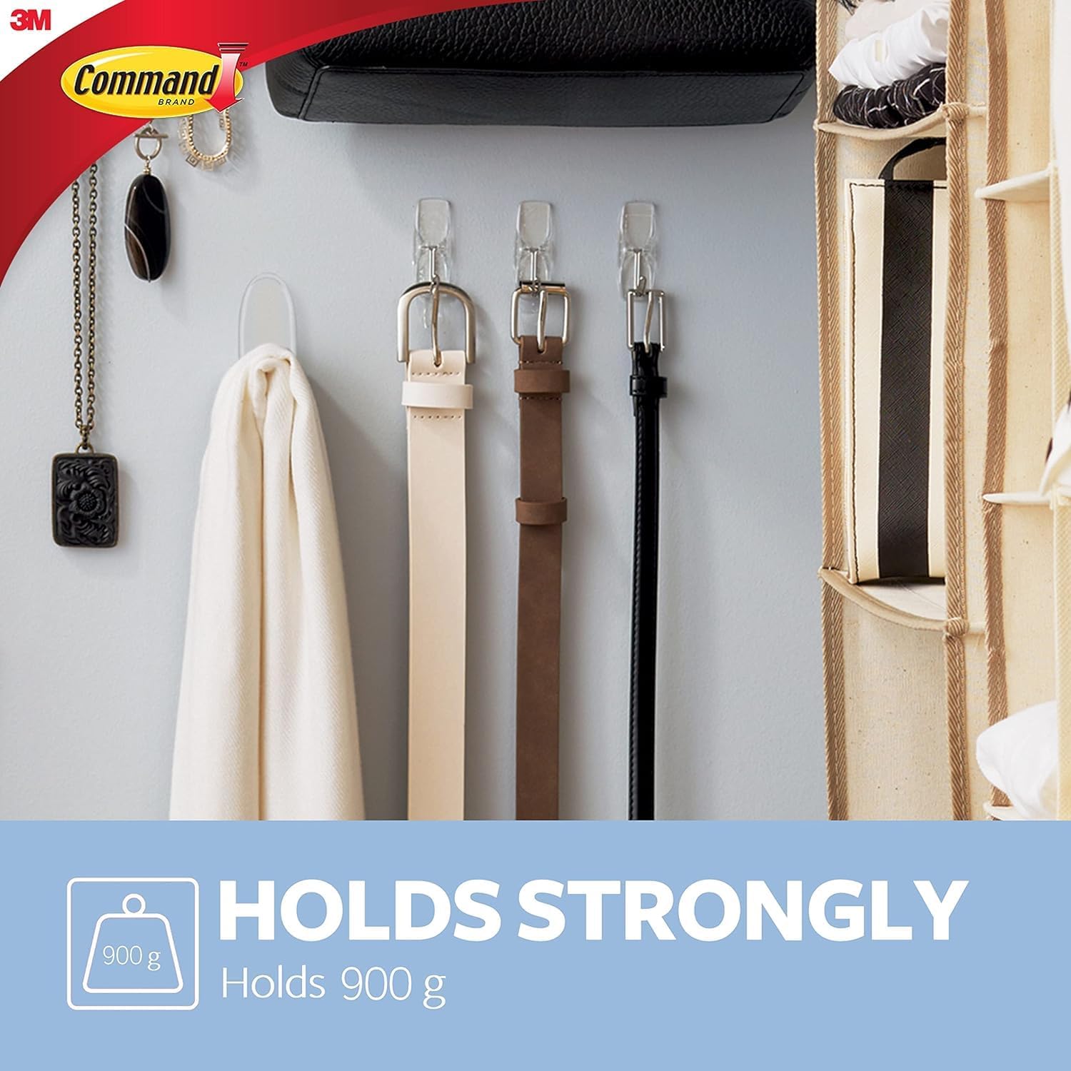 Thumbnail 3 de Command Wire Toggle Hooks – Medium, Transparent (10 Hooks + 12 Strips) for Damage-Free Indoor Hanging