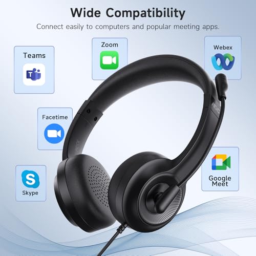 Detalle de AOC USB Headset with Microphone (Deep Black) — Clear calls, comfortable all-day use