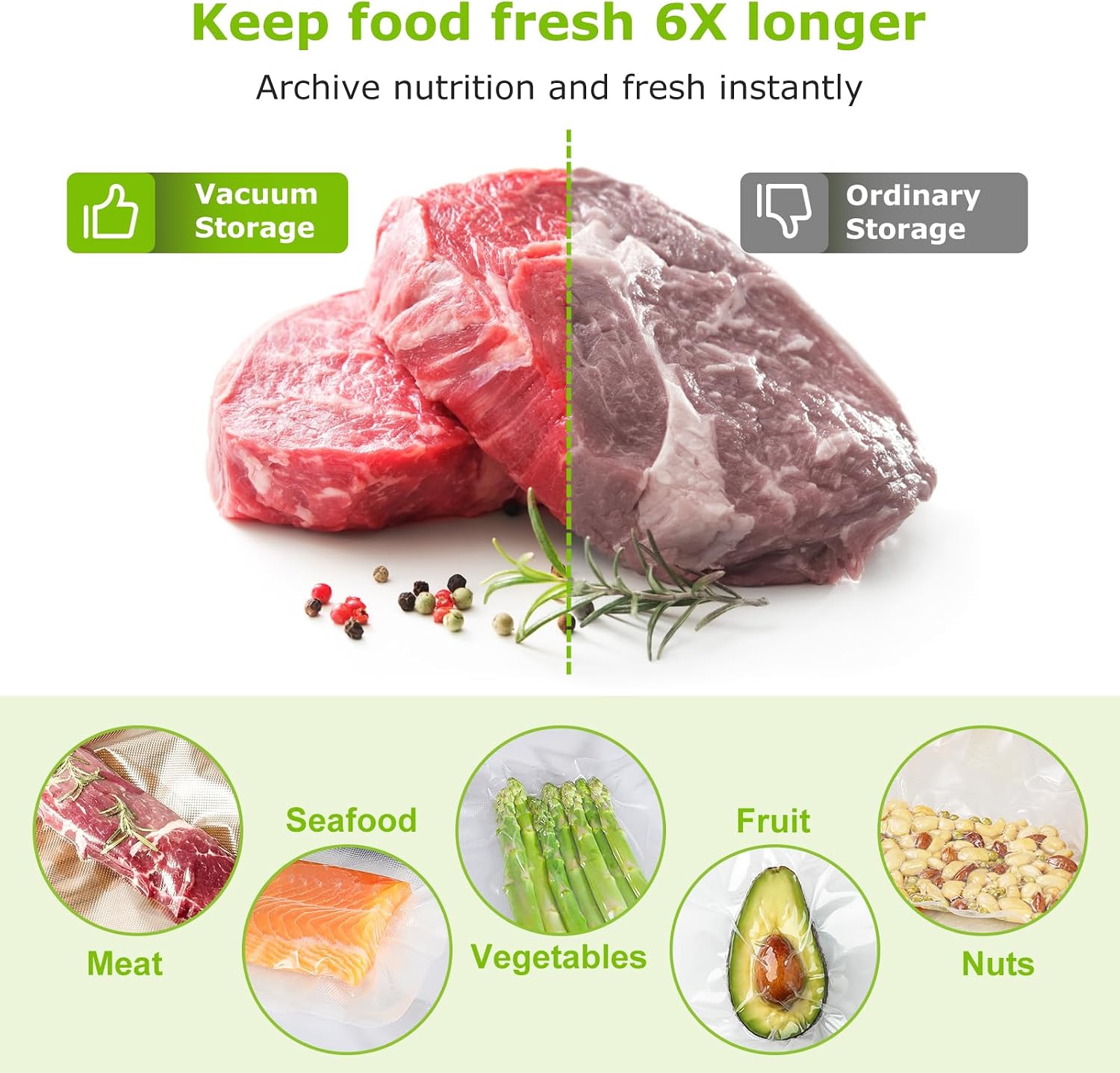 Thumbnail 4 de Bonsenkitchen VB17 Vacuum Sealer Bags, 150 Precut Bags in 3 Sizes
