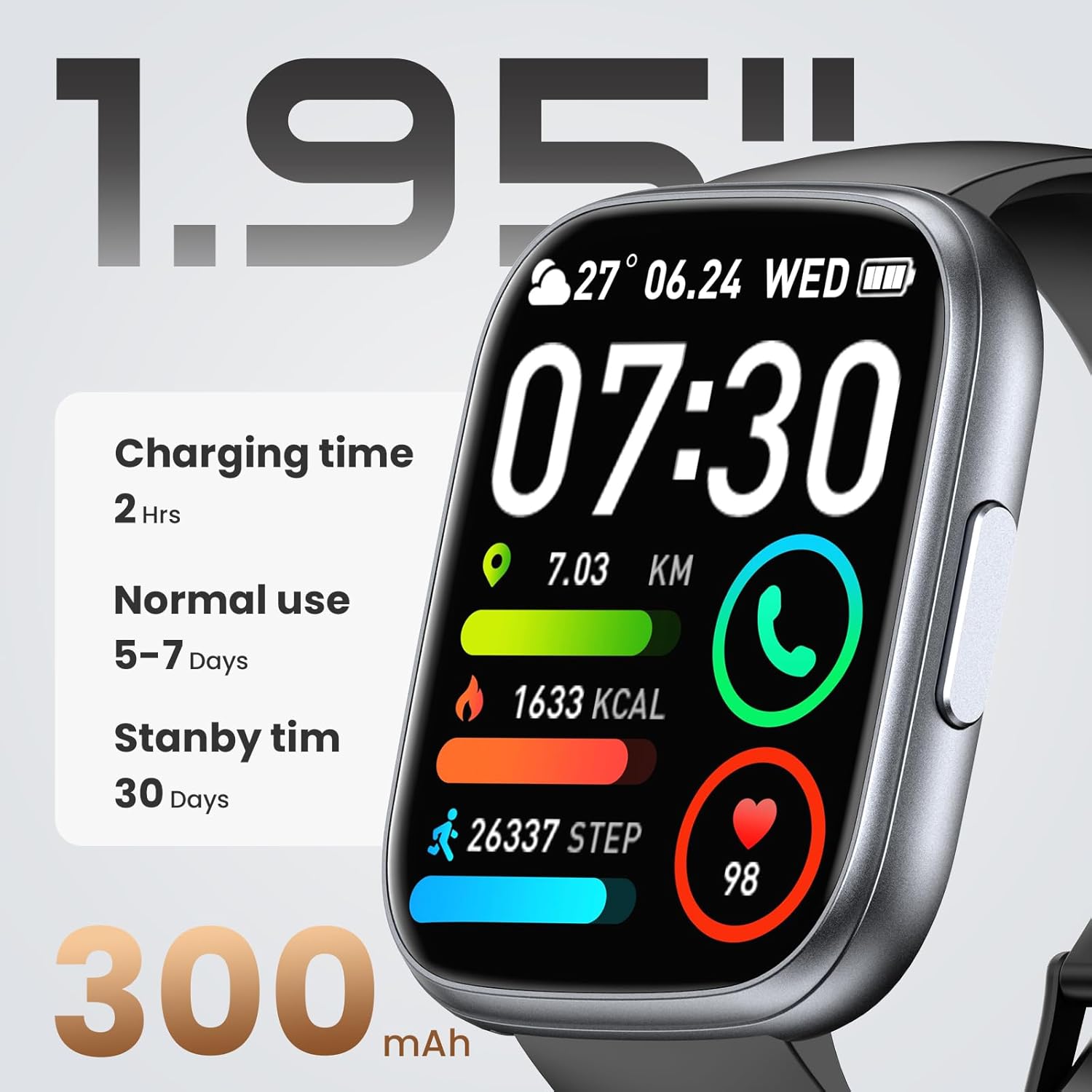Detalle de Poounur Smart Watch 1.95" Fitness Tracker
