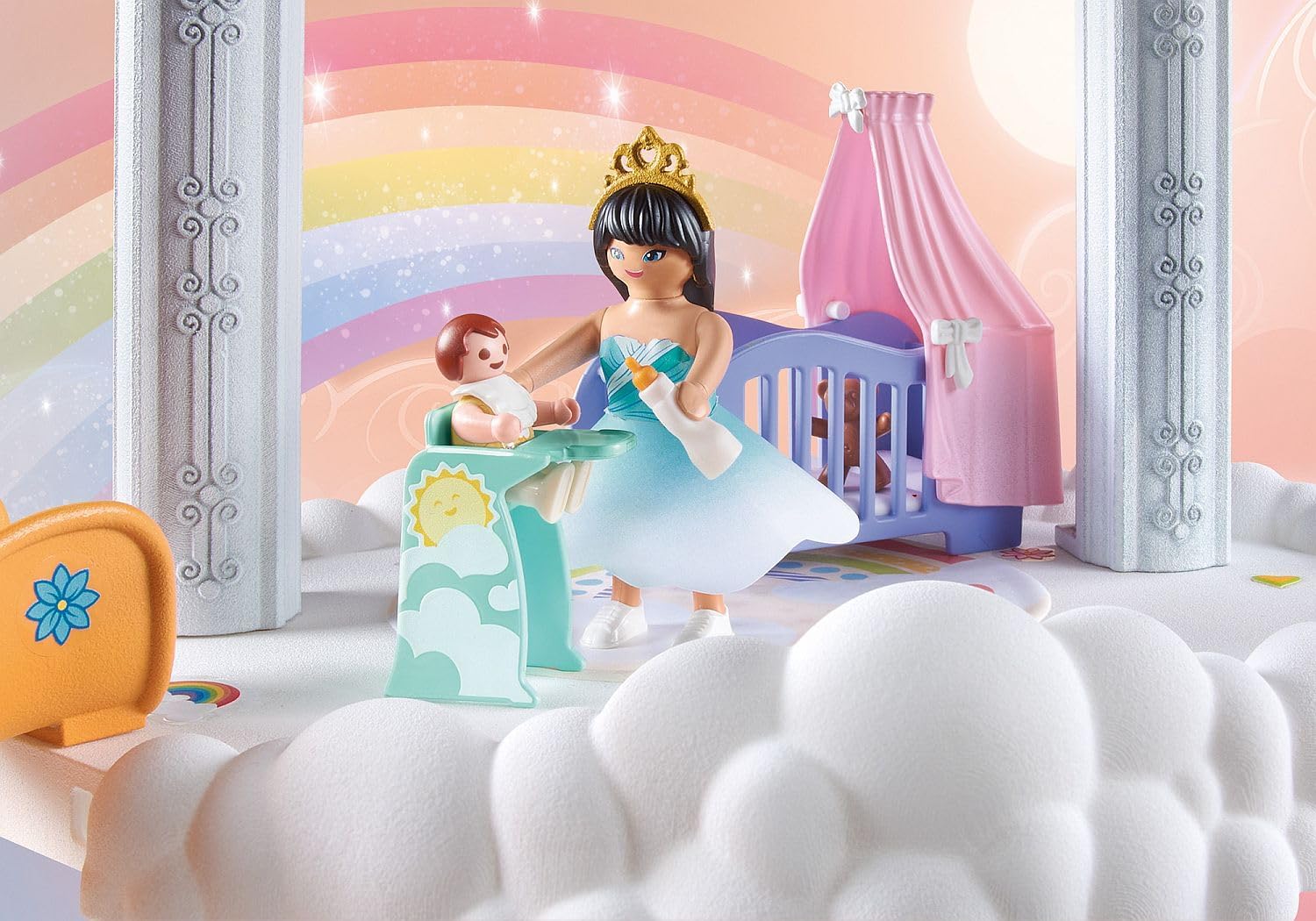 Detalle 2 de PLAYMOBIL Princess Magic 71360 babykamer met wieg, glijbaan en 61 accessoires