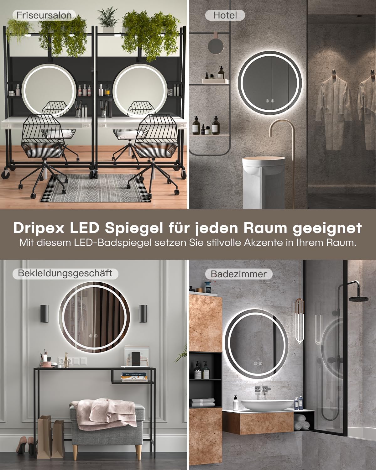 Detalle de Dripex Specchio bagno LED rotondo 70 cm