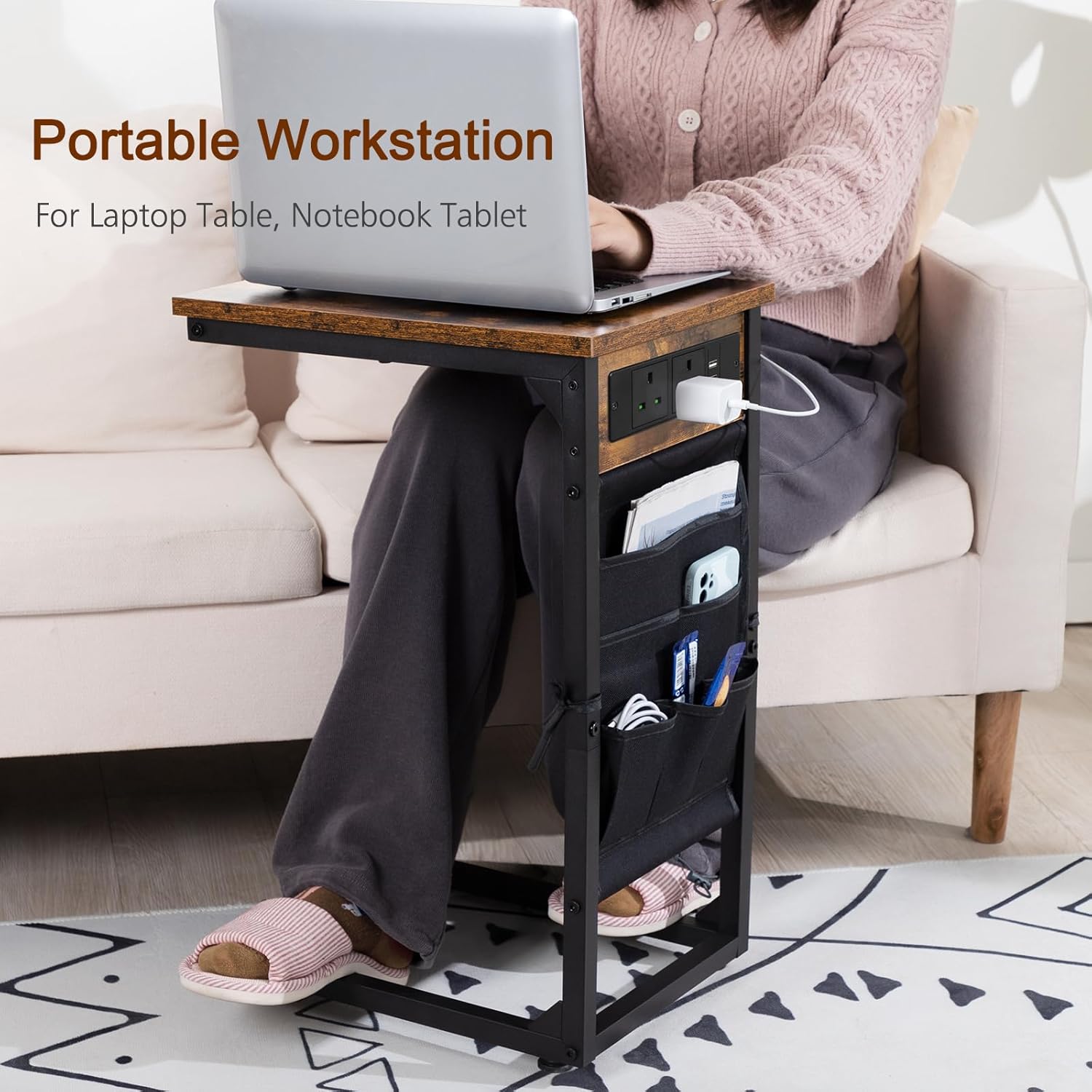 Thumbnail 3 de AMHANCIBLE C-Shaped Side Table with Charger