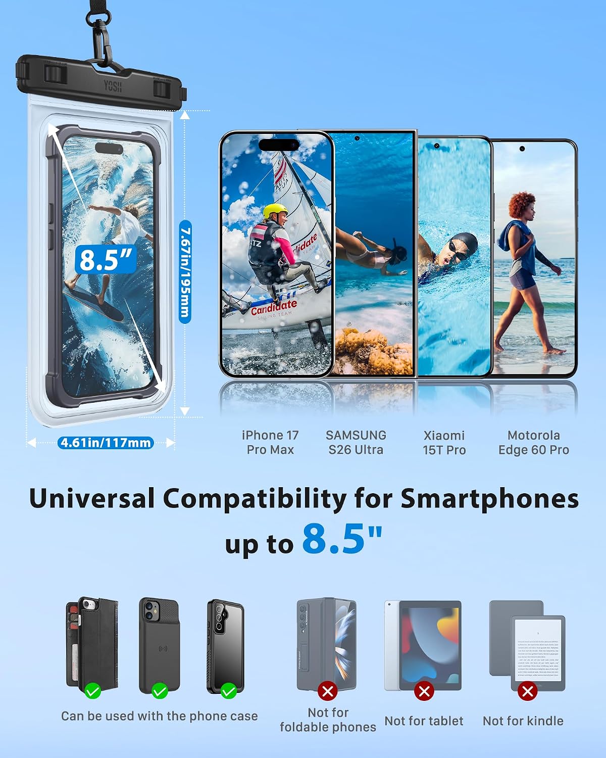 Thumbnail 6 de YOSH Waterproof Phone Pouch 8.5in 2-Pack