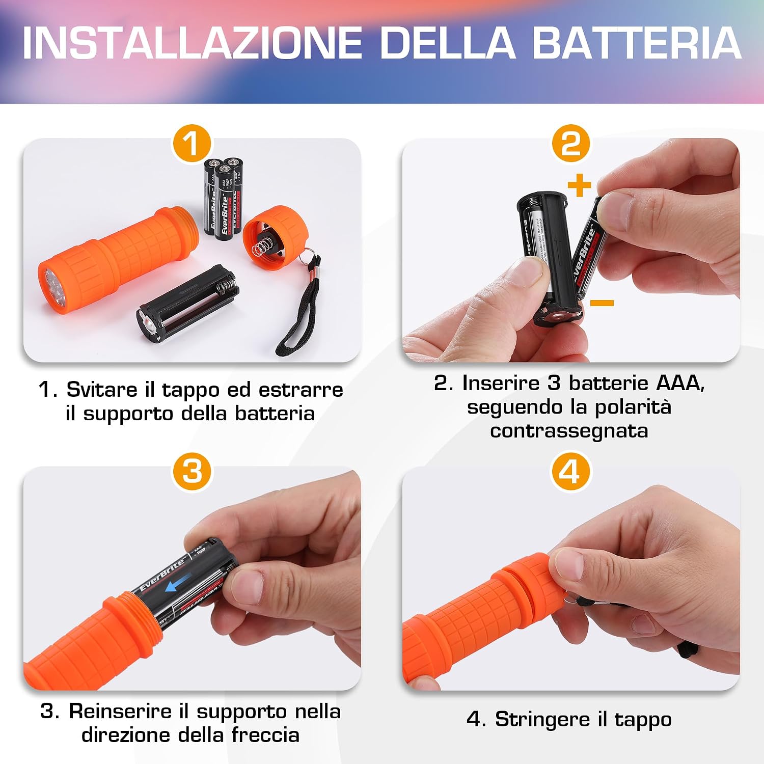 Detalle de EverBrite Torcia UV LED portatile da 395 nm (confezione da 6 pezzi, 6 colori) per rilevare macchie e urina di animali
